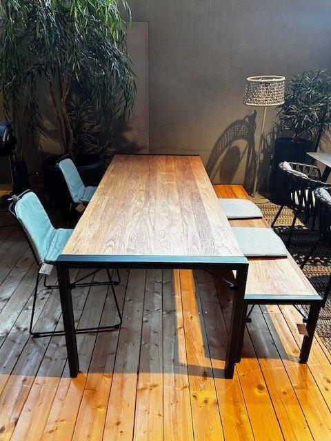 Weishäupl - Essgruppe Tisch Flip Holz Teak Bank Flip mit 2 Stühlen Racket - 6