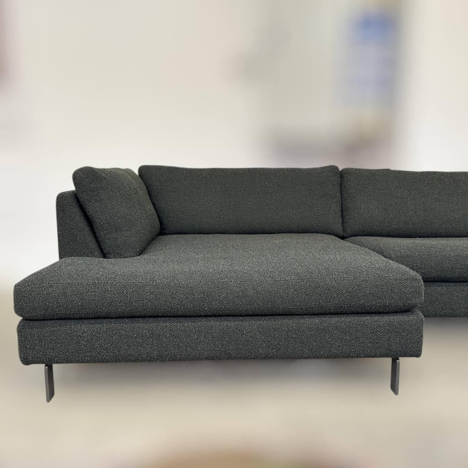 COR - Ecksofa Conseta Stoff C0907 Monza Melange 53 Dunkelgrün Schmalfüße Metall Elephant Grau Lackiert - 6