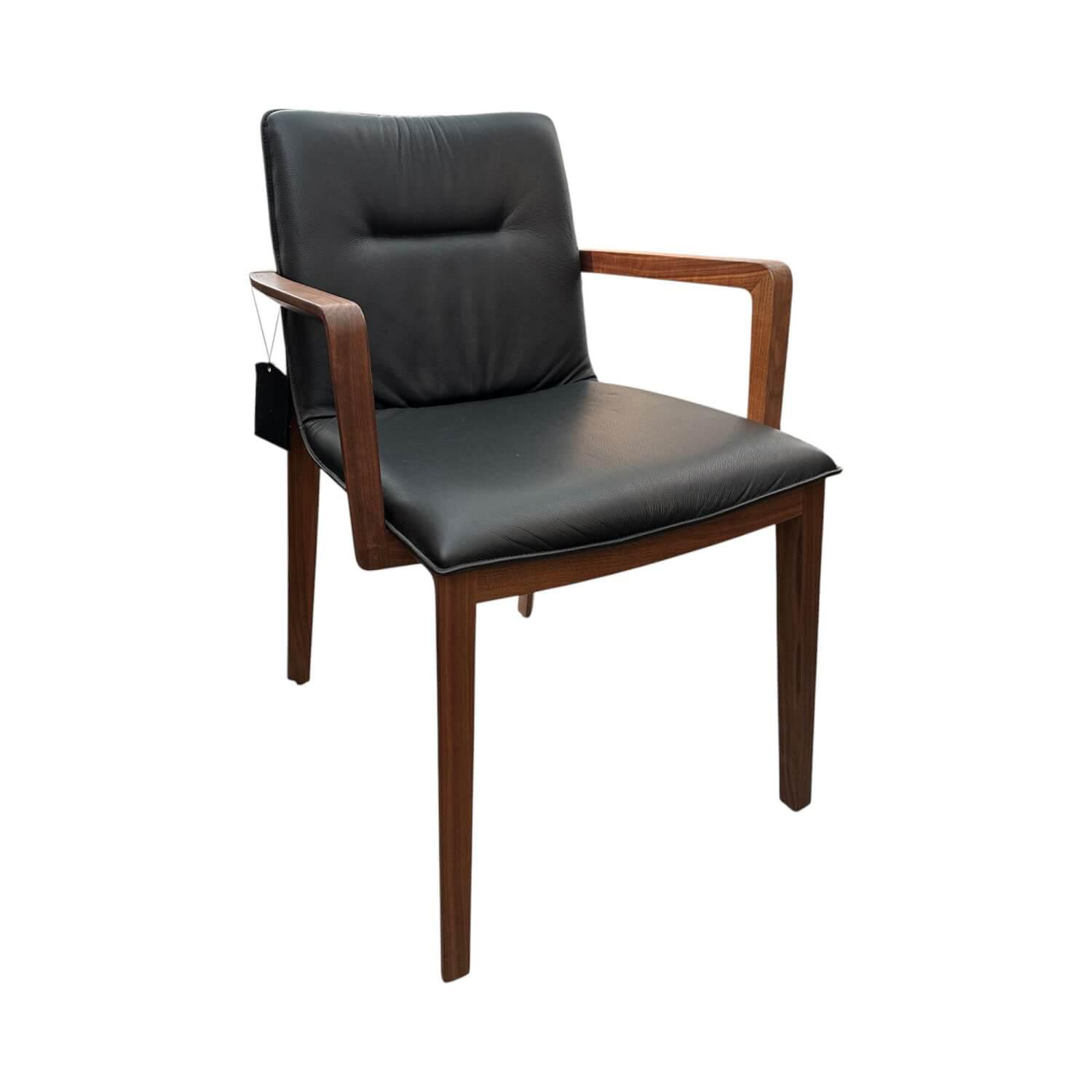Conde House - Stuhl Challenge 2911 Leder Schwarz Gestell Nussbaum Massiv - 1