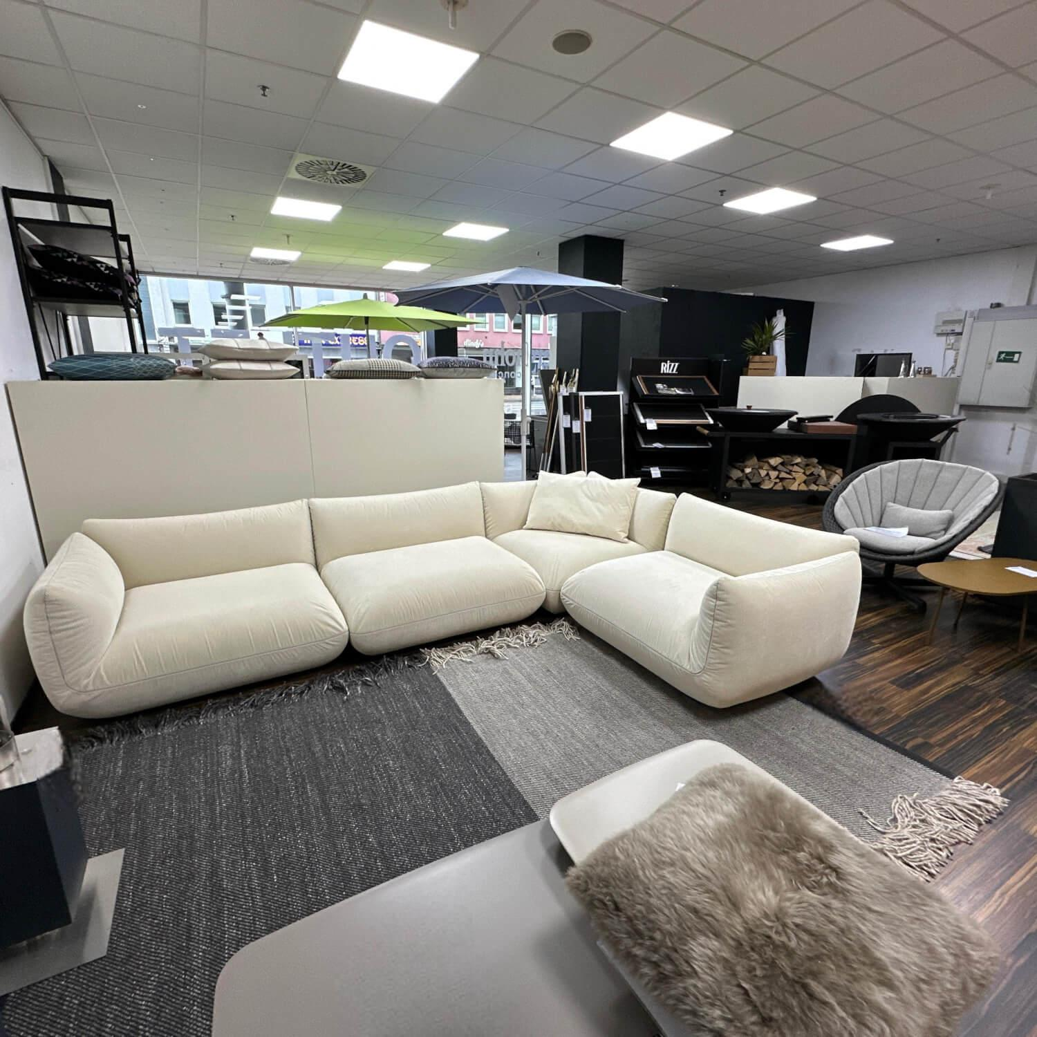 COR - Wohnlandschaft Jalis Stoff Cord 9079 Beige Inklusive Kissen - 3