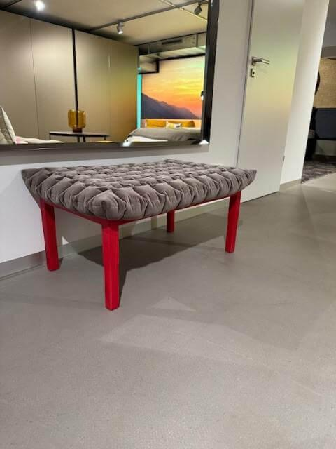 Ligne Roset - Bett Ruché Stoff Harald 3 Chamois 242 Braun Gestell Rot mit Hocker ohne Matratzen ohne Lattenrost - 5