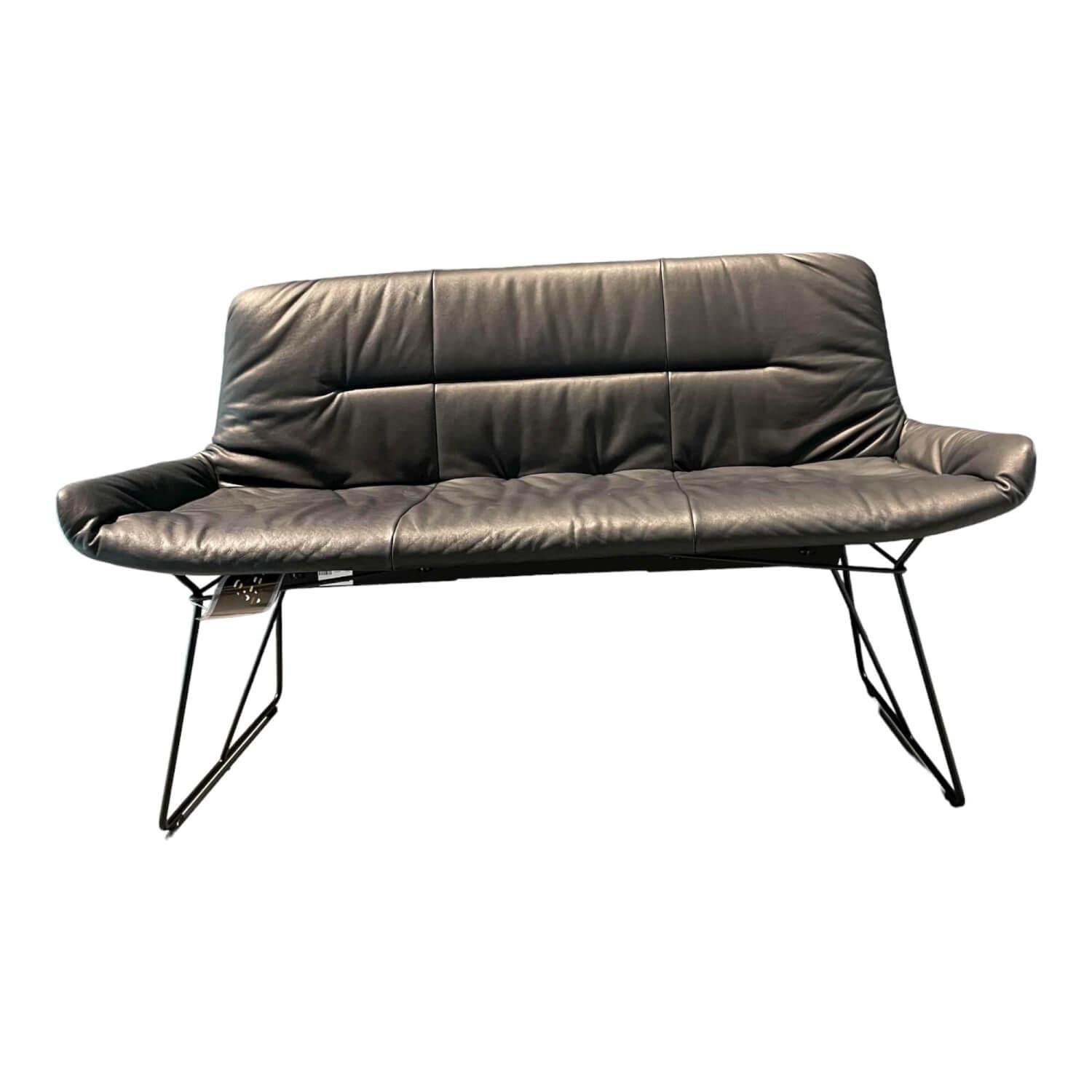 Freifrau - Sitzbank Leya Leder Opium 80006 Carbon Gestell Drahtgestell - 1