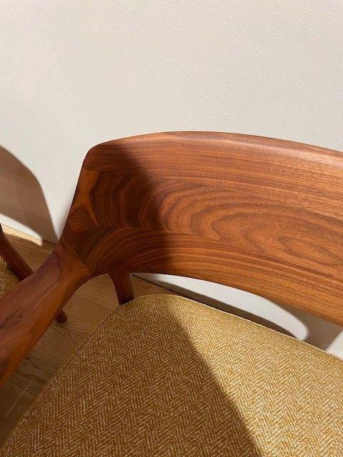 Porada - Sessel Louis Stoff Ikat Var. 13696/27 Gelb Struktur Nussbaum - 2