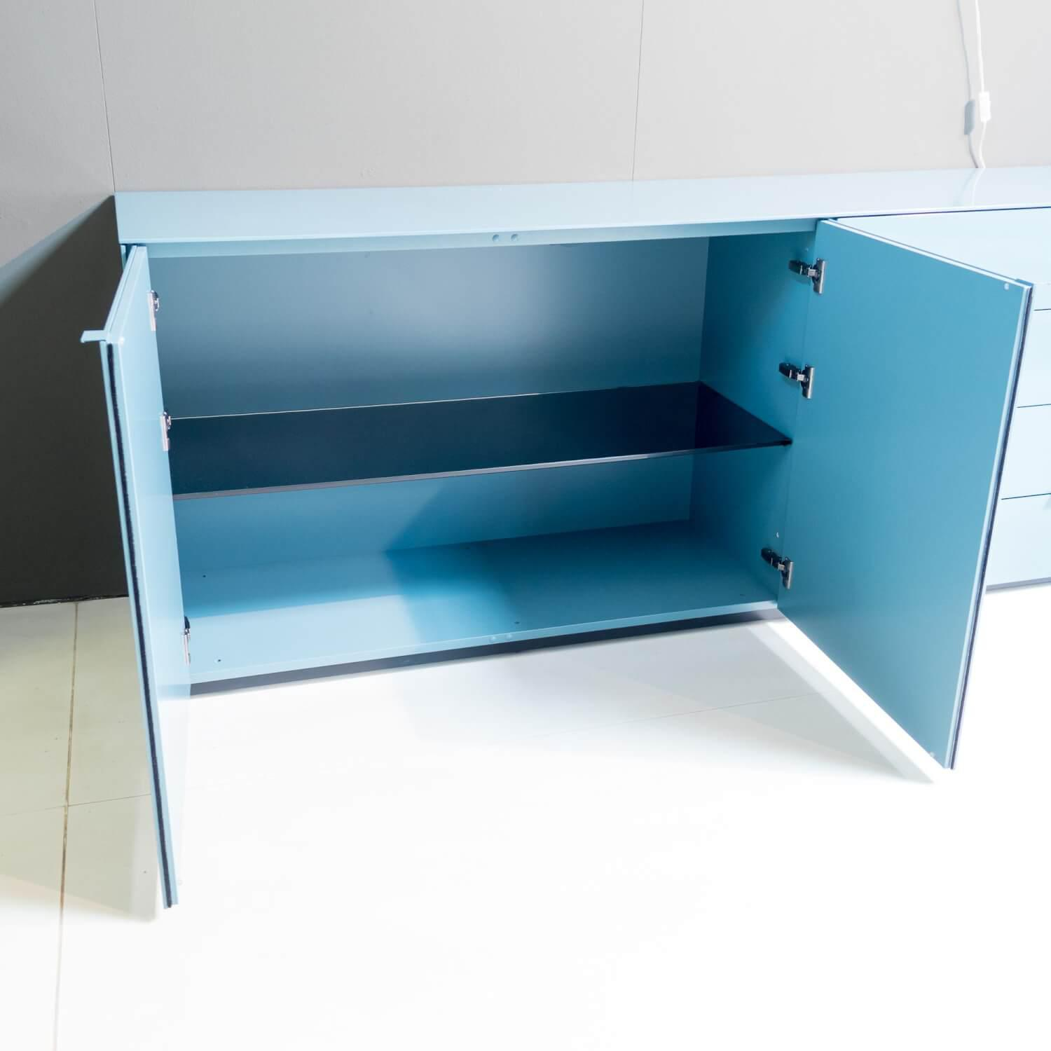 Kettnaker - Sideboard Lack Hochglanz Graublau Glasfachboden Rauchglas Klar - 9