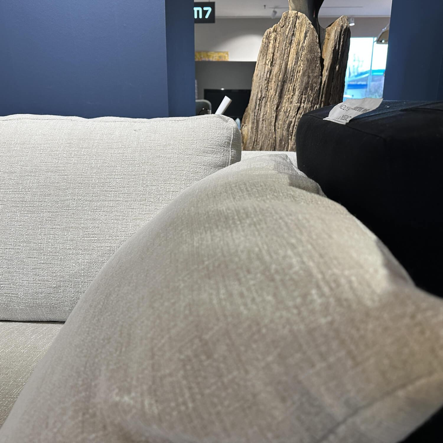 Bielefelder Werkstätten - Eckkombination Inspiration A Stoff Husse Lance Beige Grau Holzfuß Standard Wengefarbig Gebeizt ohne andersfarbige Kissen - 7