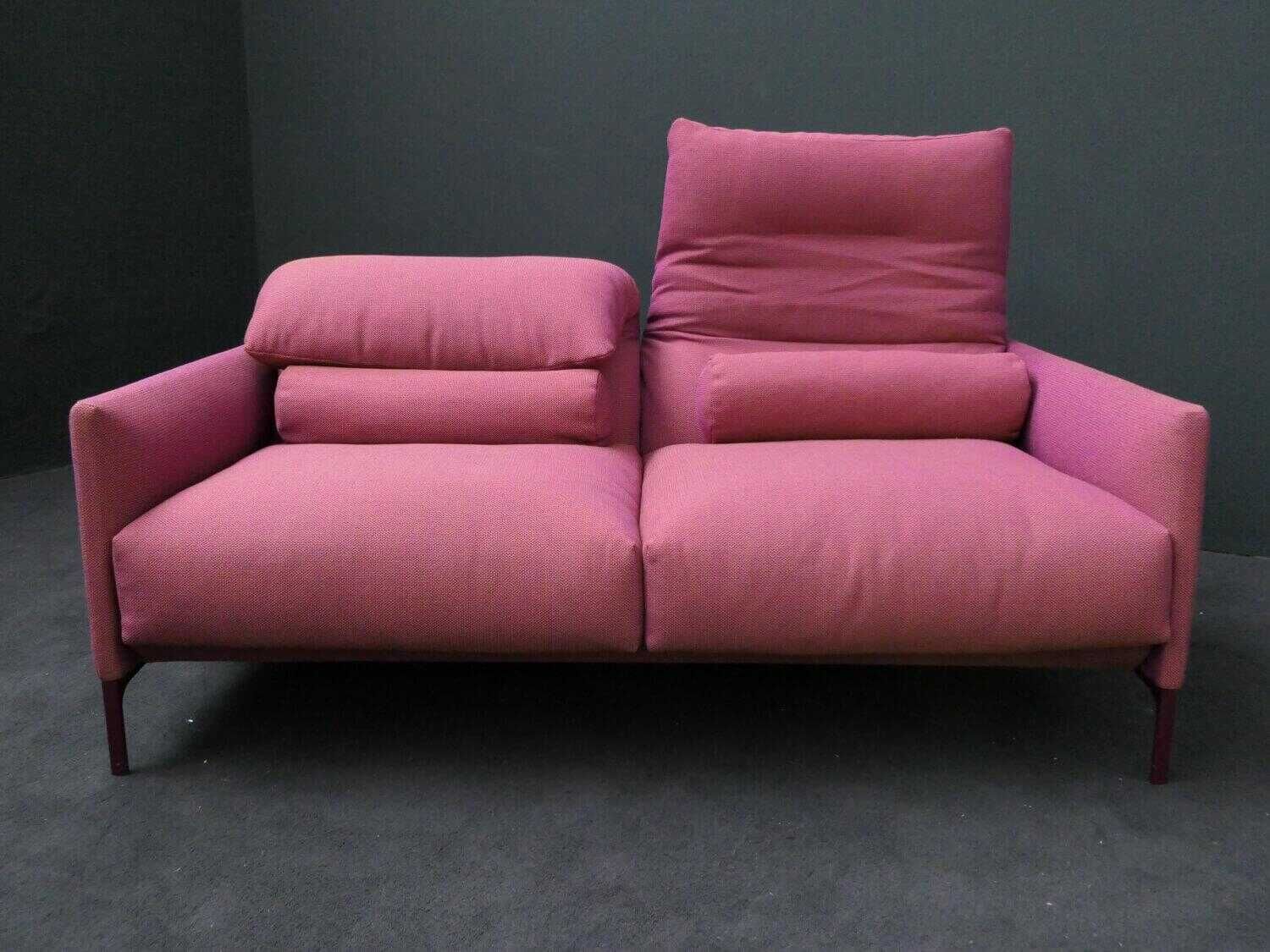 Sofa Avalanche Stoff 100 Violett-Orange mit 2 Kissen und Verstellfunktion und Hocker