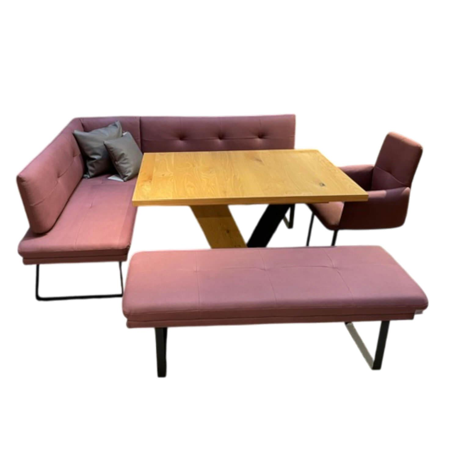 K+W - Essgruppe Vari Stoff 0755-15 Bordeaux Rot mit Tisch Eisteiche Furniert - 1