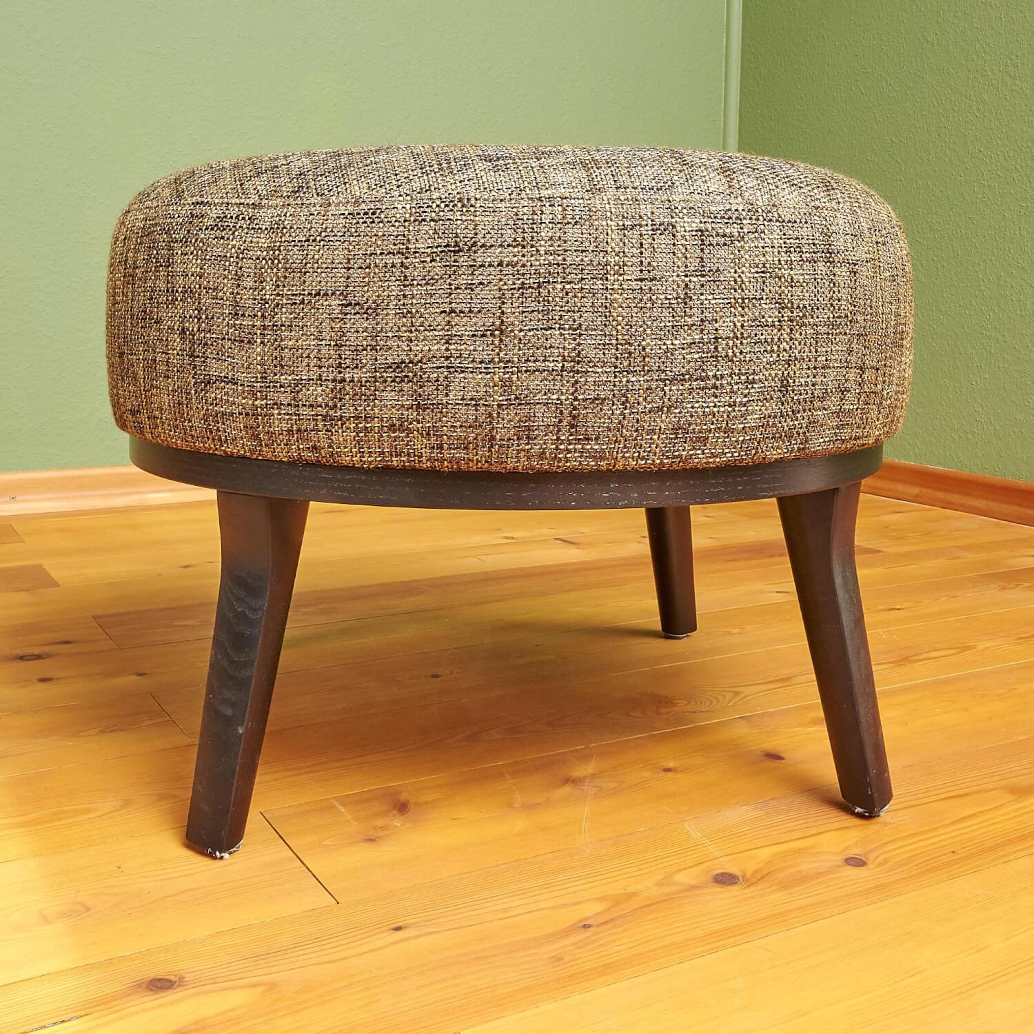 Bielefelder Werkstätten - Drehsessel Polo Cocktail Stoff BW Troy Braun Gestell Esche Schwarz Gebeizt Inklusive Hocker - 8