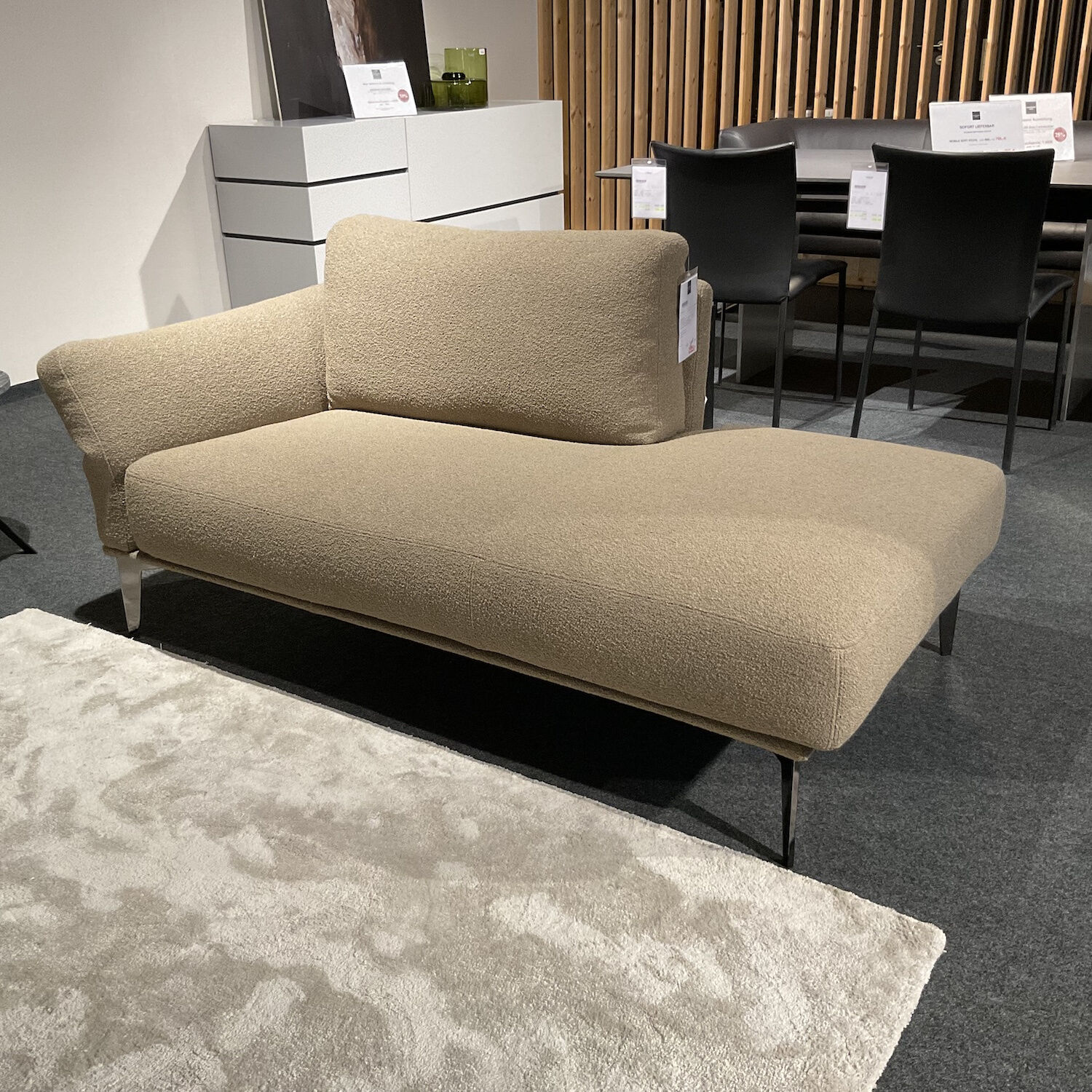 Cierre - Recamiere Aida Stoff 2 Orsetto 5 121 Beige Braun Gestell Schwarz Chrom Mit Klappbarere Armlehne - 5