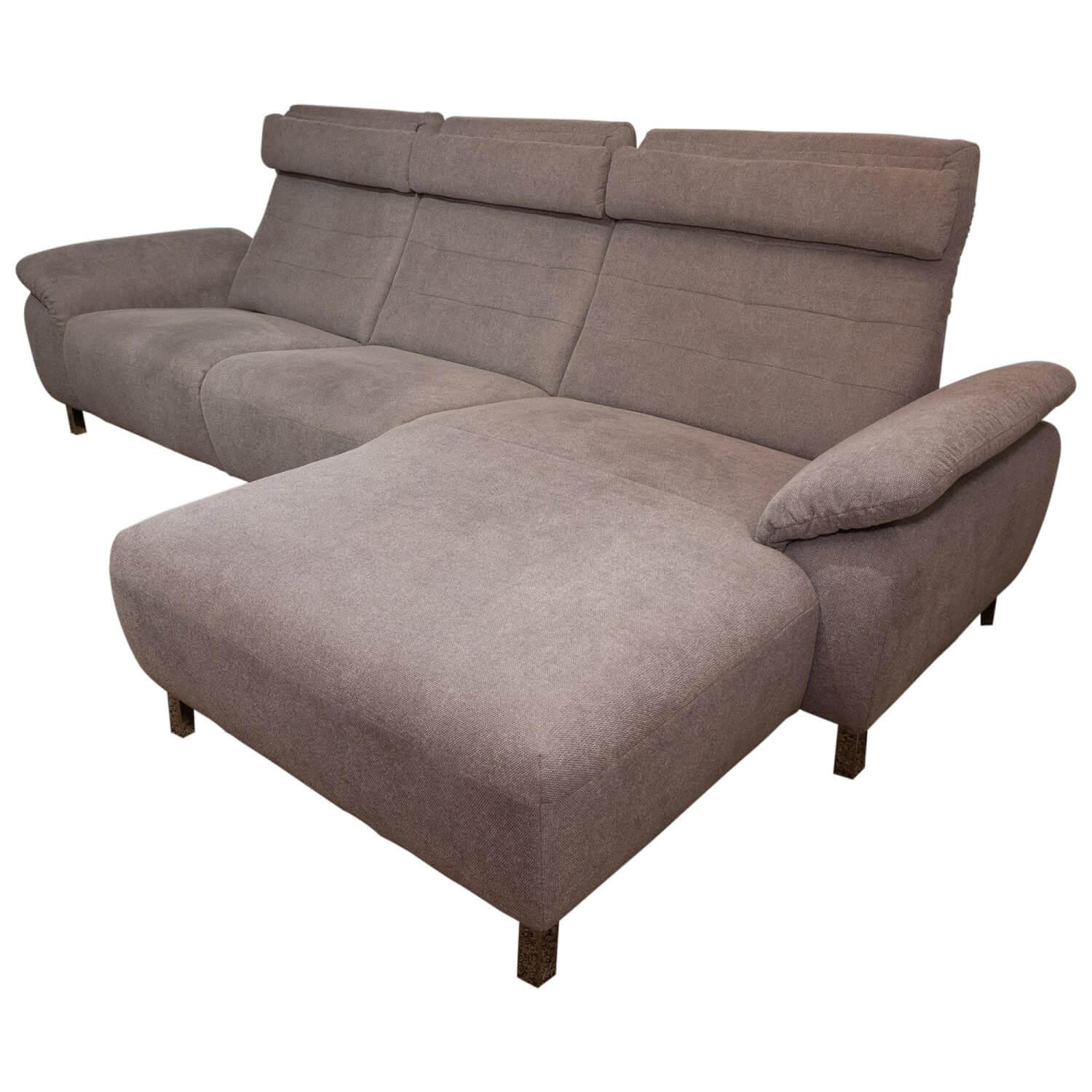 Carina - Polstergarnitur Soft EM Sofia Stoff Free Stone Metallfuß Chrom Glänzend - 1