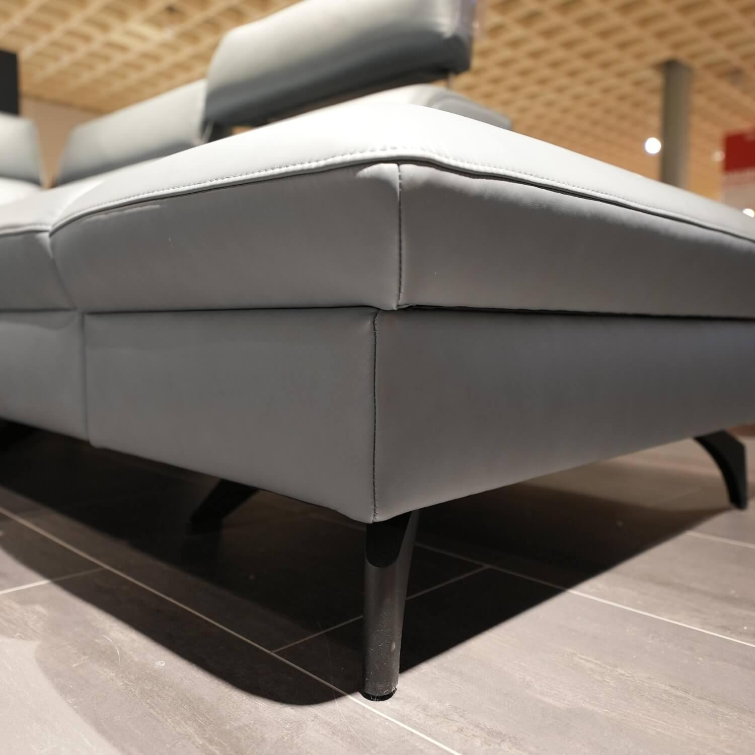 himolla - Ecksofa 1267 Leder 24 Longlife Sea Wallfree Grau Füße Schwarz Mit Elektrischer Relaxfunktion Und Kissen - 3