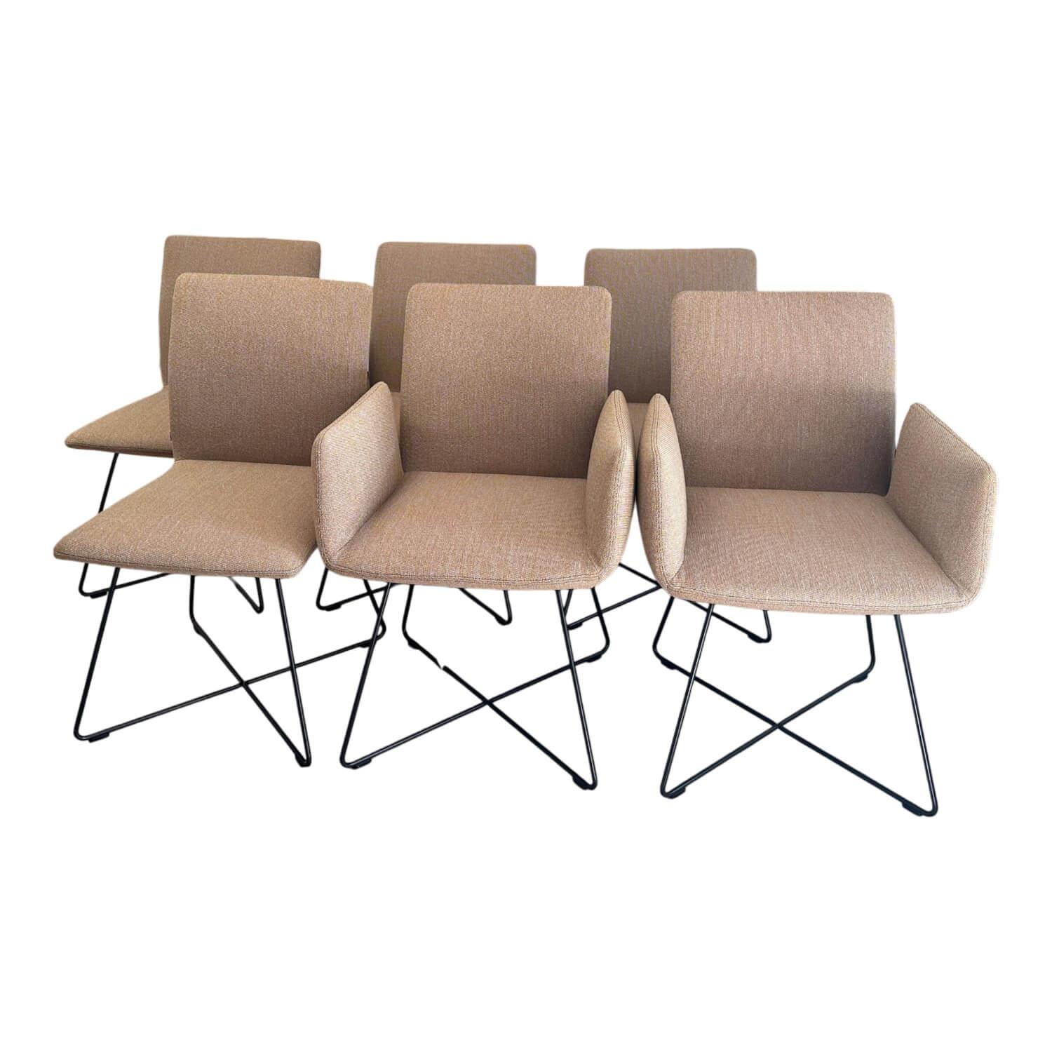 COR - 6er-Set Stuhl Jalis Stoff Arco Jade Blau-Orange Gestell Pulverbeschichtet Schwarz - 1