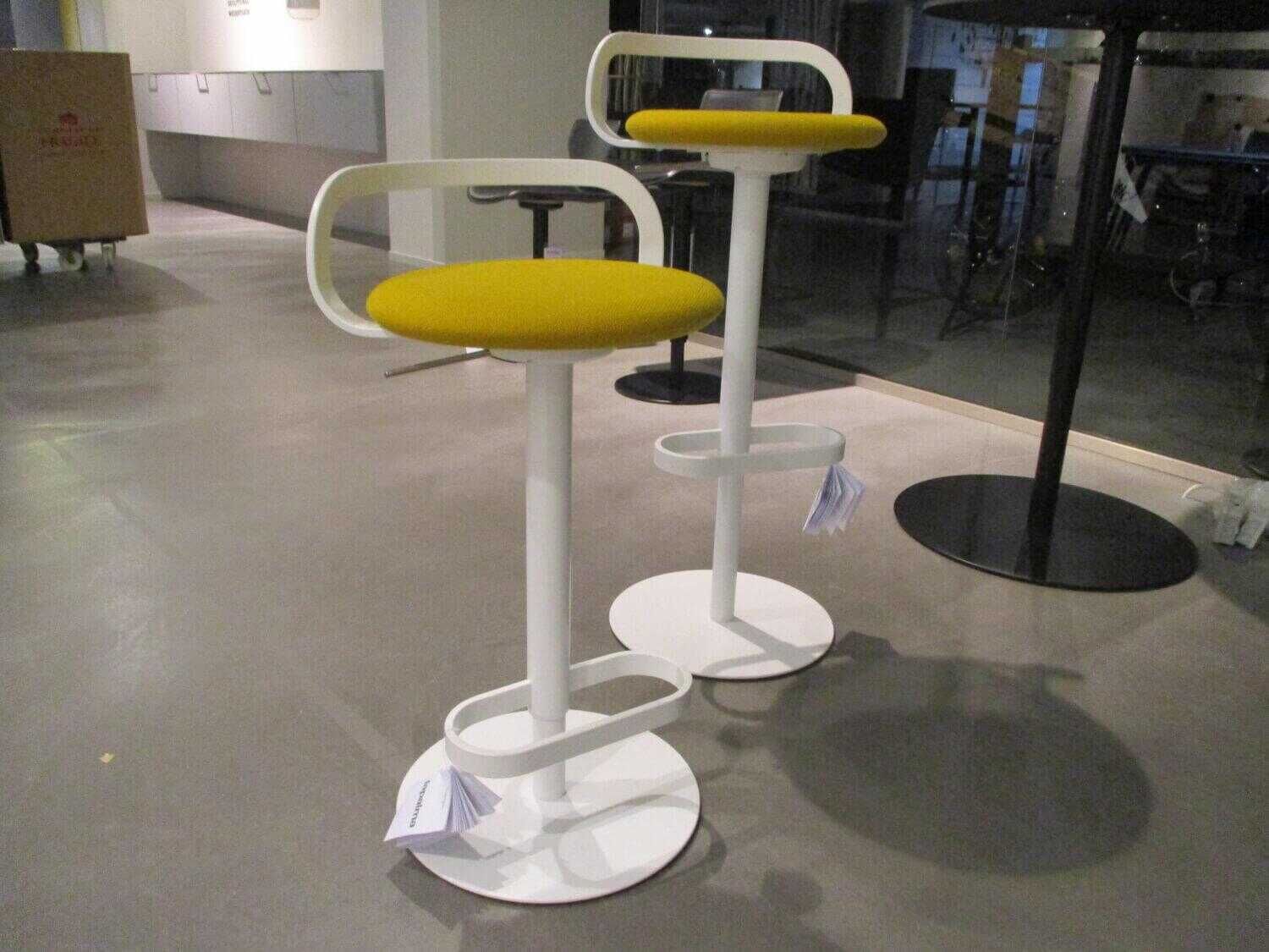 Lapalma - 2er-Set Barhocker Mak Stoff Stoff Hallingdal 457, PG C Gelb Gestell Weiß - 6