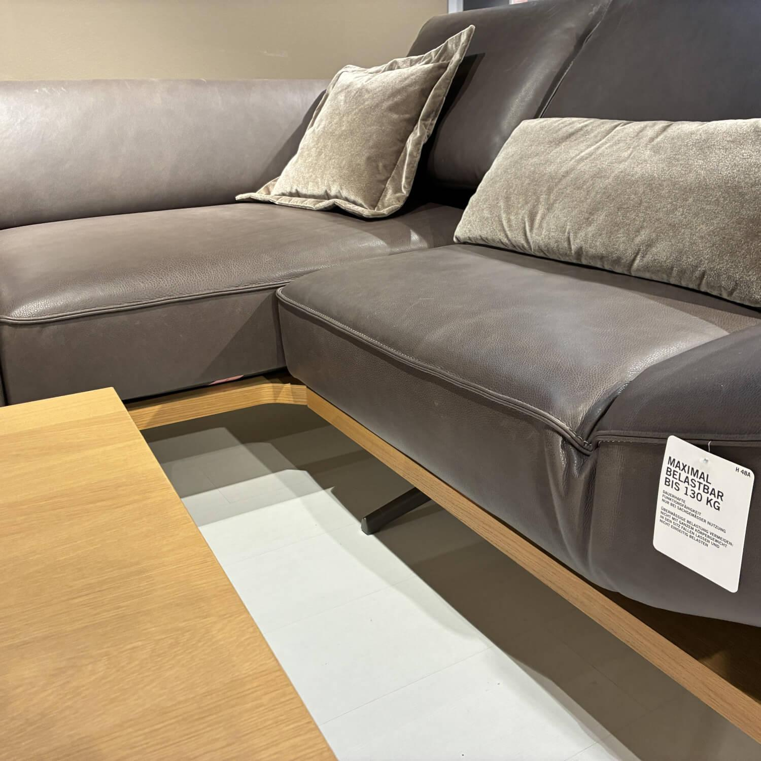 Koinor - Ecksofa Phoenix Leder B-Toro Montana Braun Plateau Wildeiche Furniert Gestell Alu-Schwertkufe Nr. 2 Bronziert - 6