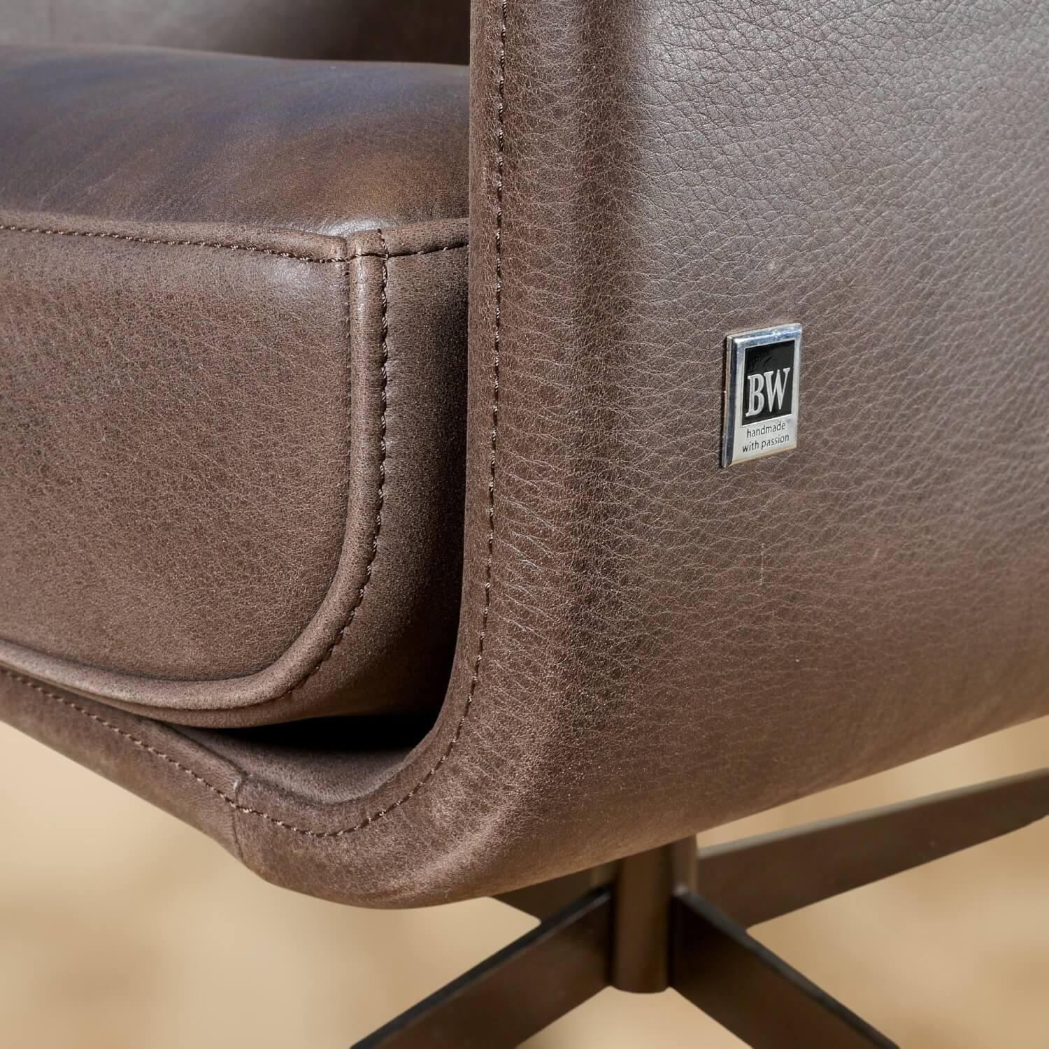 Bielefelder Werkstätten - Sessel Legend Leder Java Terra Braun Schale Formsperrholz Kreuzfuß Metall Mit Neigefunktion - 4