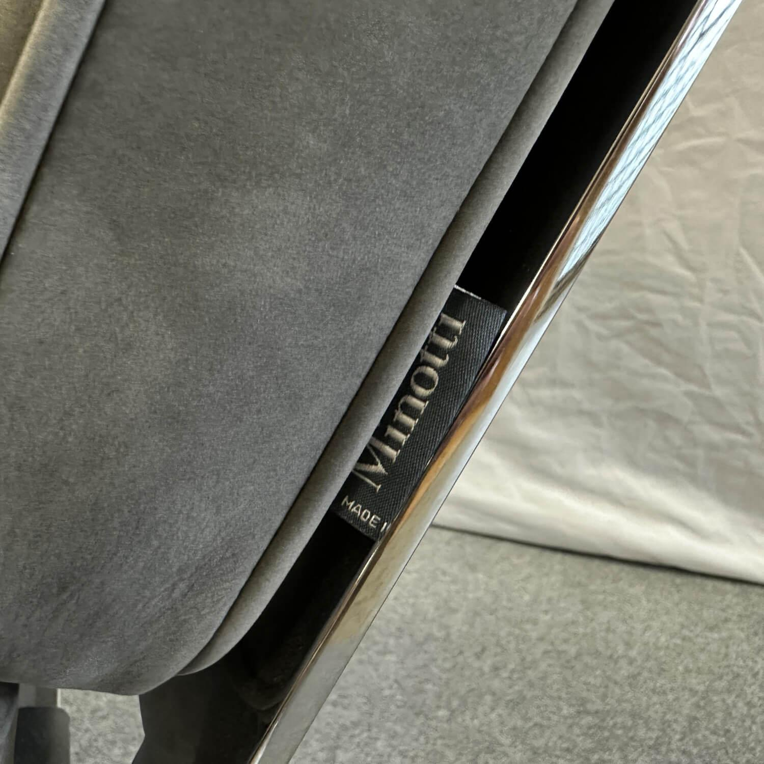 Minotti - Sessel Delaunay Quilt Nubukleder 11 Carbone Grau Kernledergurte Schwarz Gestell Glänzend Chrom - 6