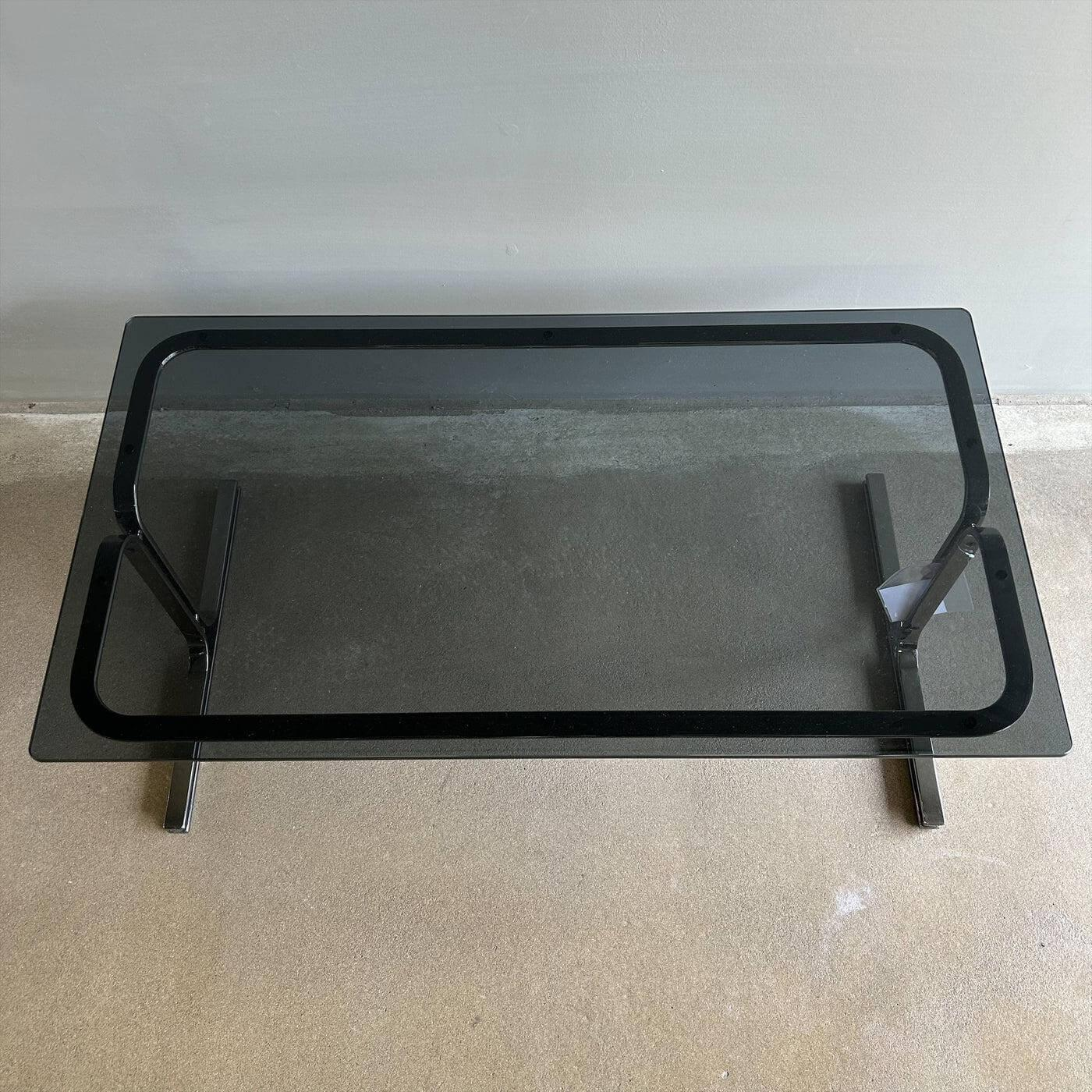 Walter Knoll - Schreibtisch Berlin Table 140 T1 Platte Rauchglas Schwarz Gestell Profilstahl Schwarz Chrom Mit Kunststoffgleitern - 2