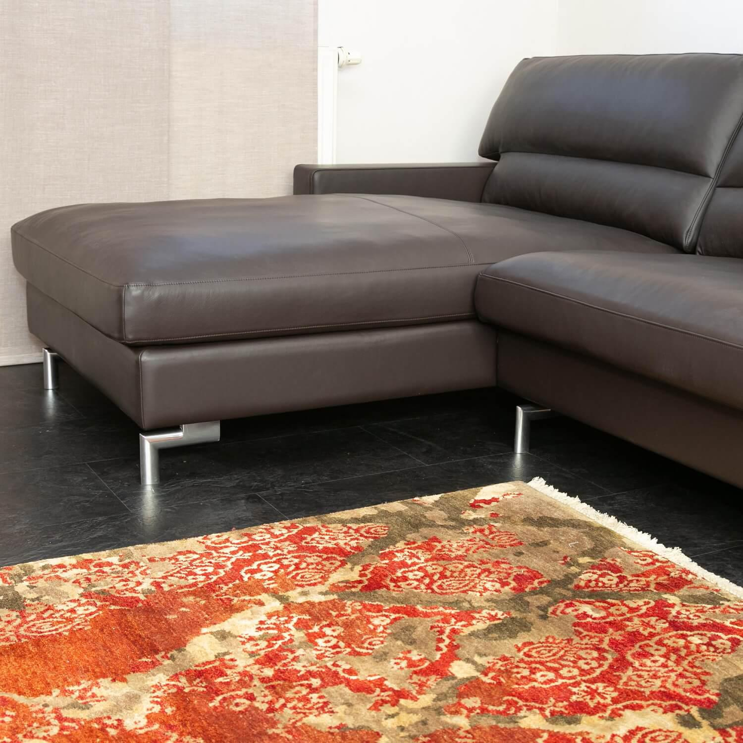 Erpo - Ecksofa Esparo 400 Leder J 42.090 Braun Schwarz Fußstütze Leder J 42.090 - 5