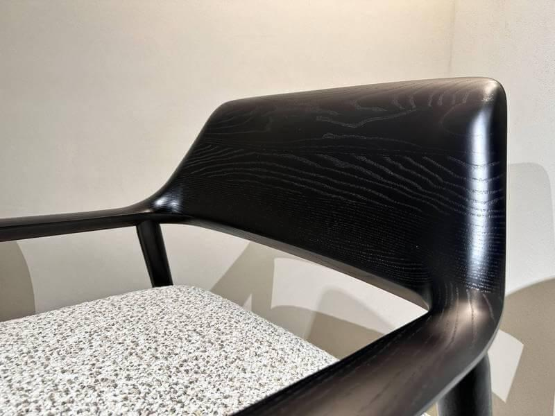 Bielefelder Werkstätten - Sessel Gatsby Stoff 12 Cooper Grau Gestell Esche Massiv Schwarz Gebeizt Inkl. Rückenkissen - 3