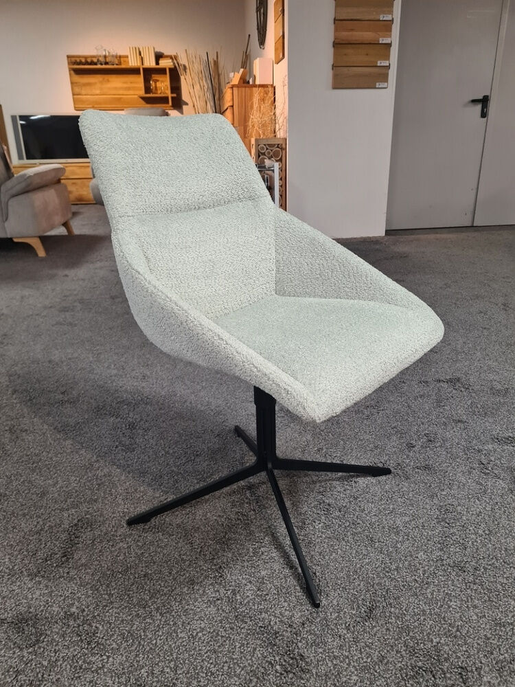 Natura - 6er-Set Stuhl Stoff Kama Beige Grün M04 Gestell Kufen Metall Schwarz - 2