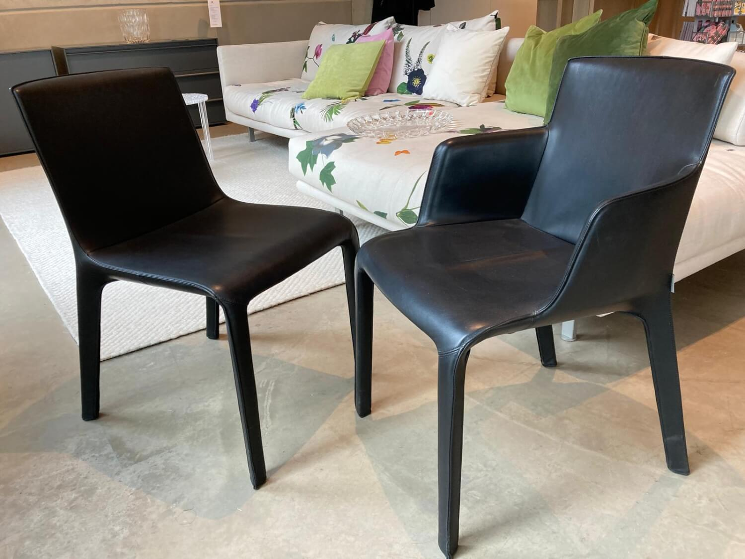 Walter Knoll - 5er Set Stuhl Gio Anilinleder Elen Schwarz Oberfläche Gewachst - 3