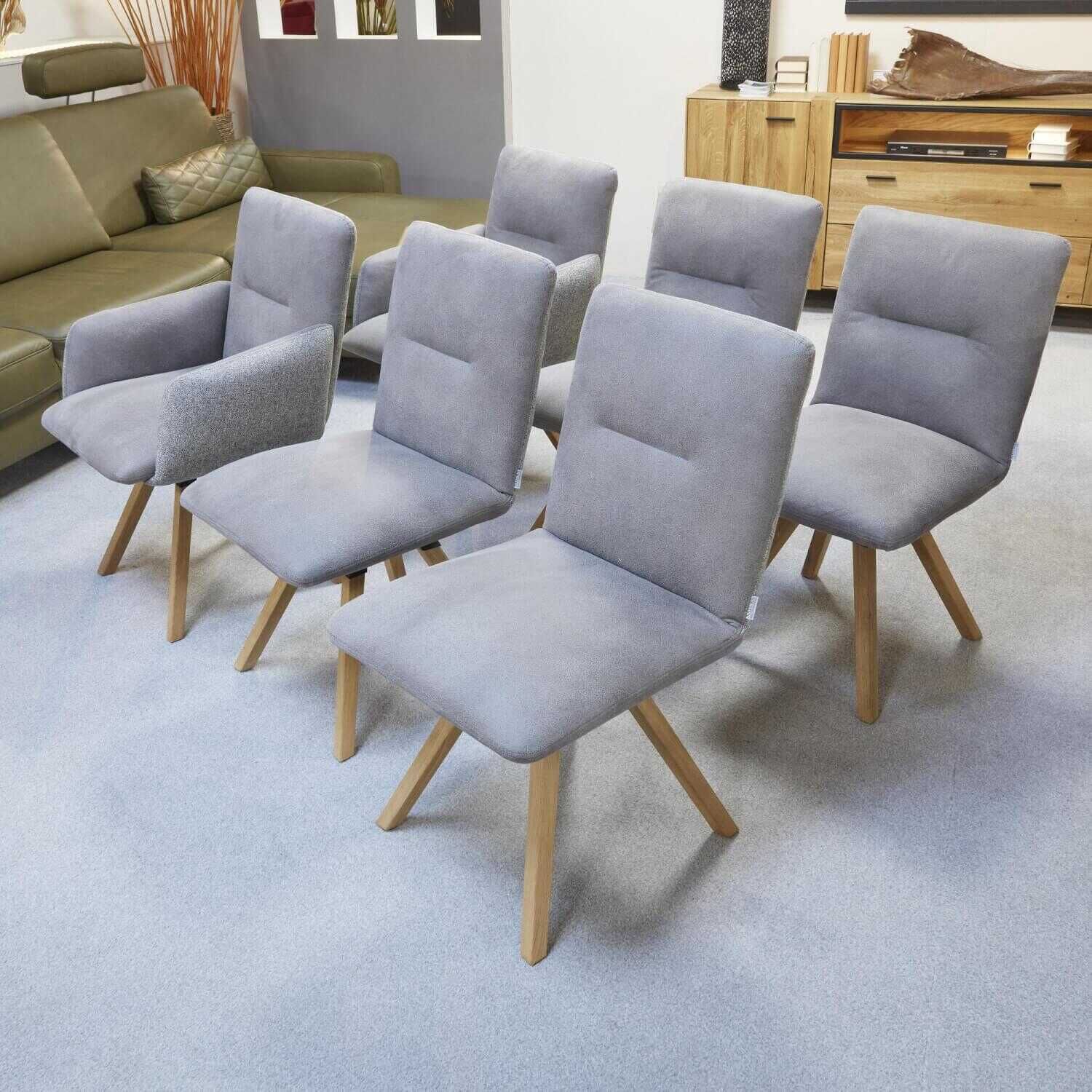 Natura - 6er-Stuhlgruppe 2 Mit Armlehne 4 Ohne Armlehne Stoffkombinationn Fiesta Grau - 2