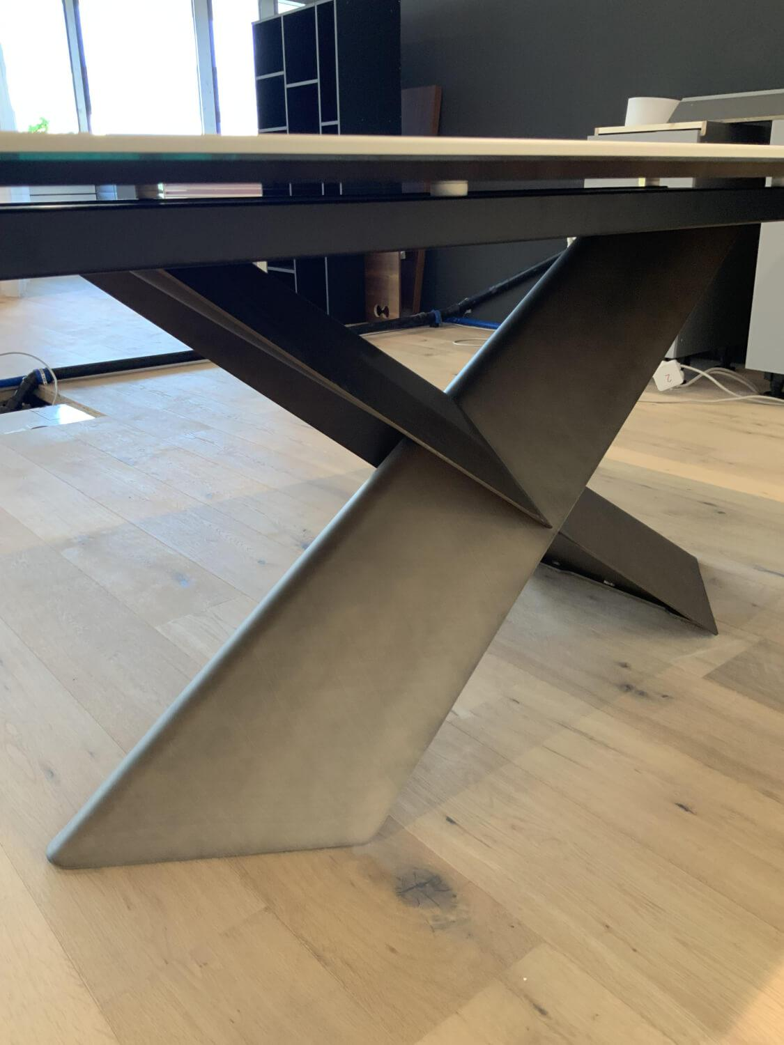 Cattelan Italia - Esstisch Tyron Platte Keramik Marmor Weiß Gestell Metall Bronze Matt - 6