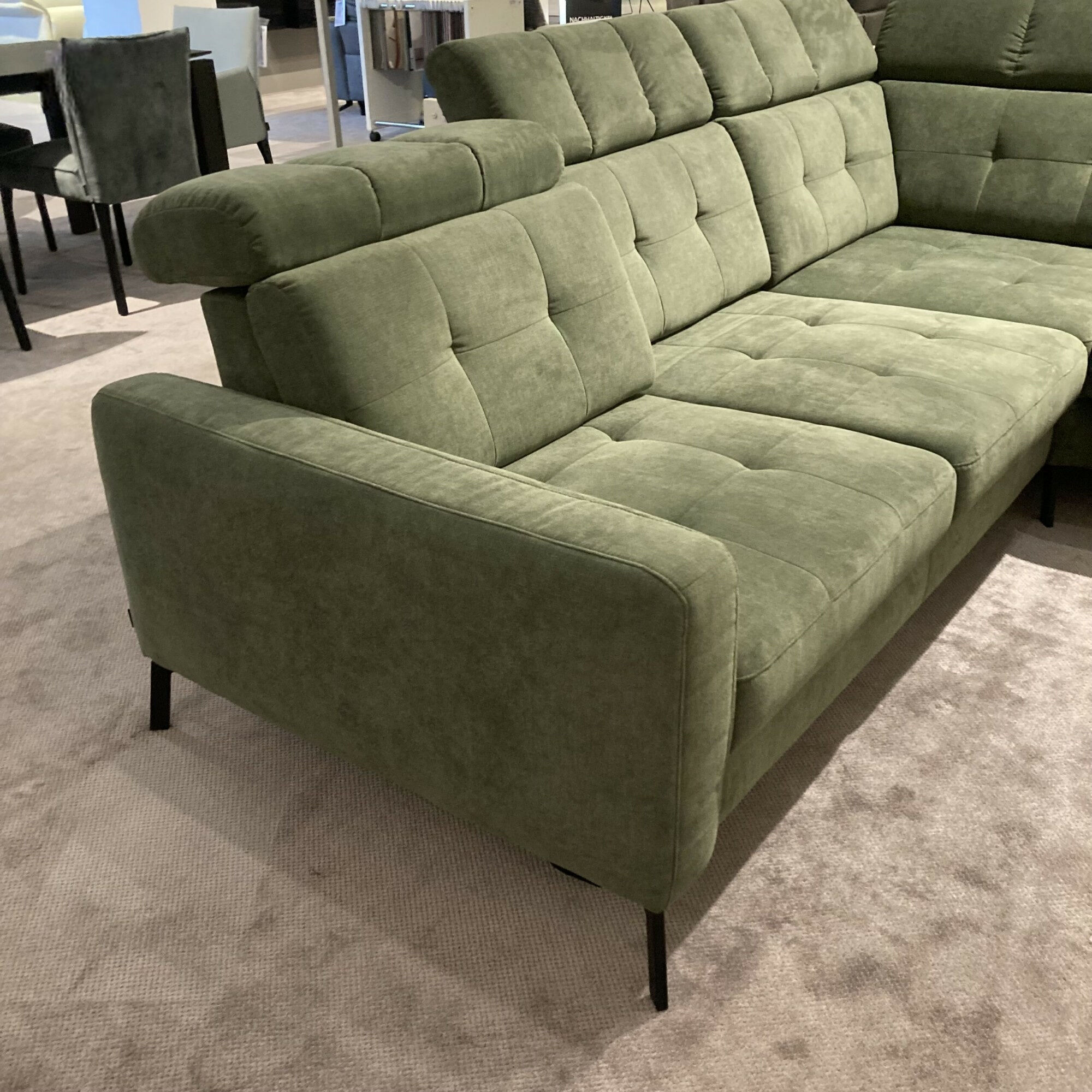 Musterring - Ecksofa MR 4615 Stoff Matrix Oliv Grün Füße Metall Schwarz Matt Mit Teilmotorischer Rückentiefenverstellung - 2