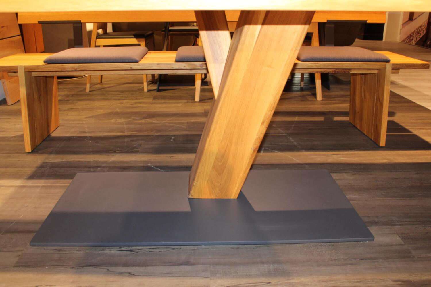 Wimmer - Essgruppe Zweigl Z30 Rustikale Asteiche Esstisch Bank 3 Stühle - 6