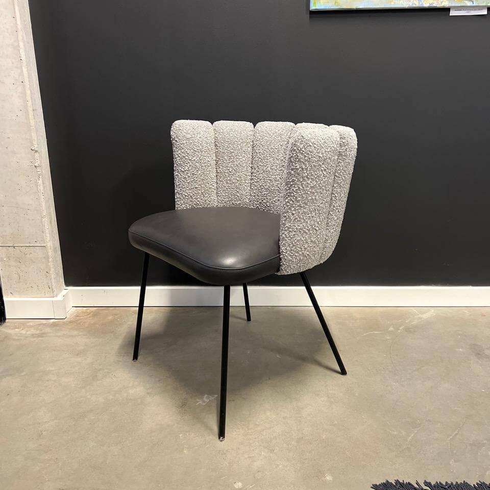 KFF - Stuhl Gaia Leder Sauvage Dunkel Braun Rücken Stoff Ascot Sand Hell Beige 4 Fuß Rundrohrgestell Schwarz - 2