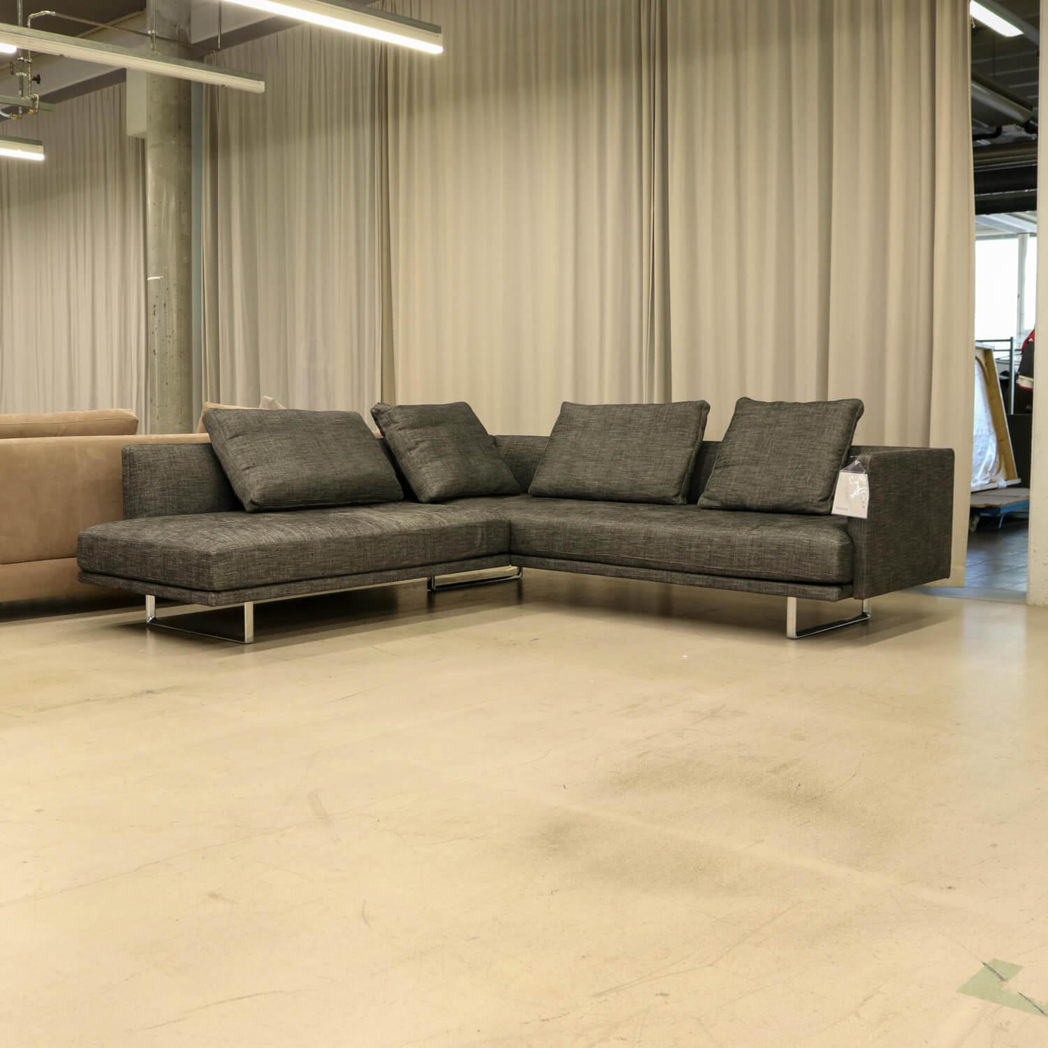 Walter Knoll - Ecksofa Prime Time Stoff Chenille Sonra 7869 Basalt Gestell Hochglanz Poliert - 6