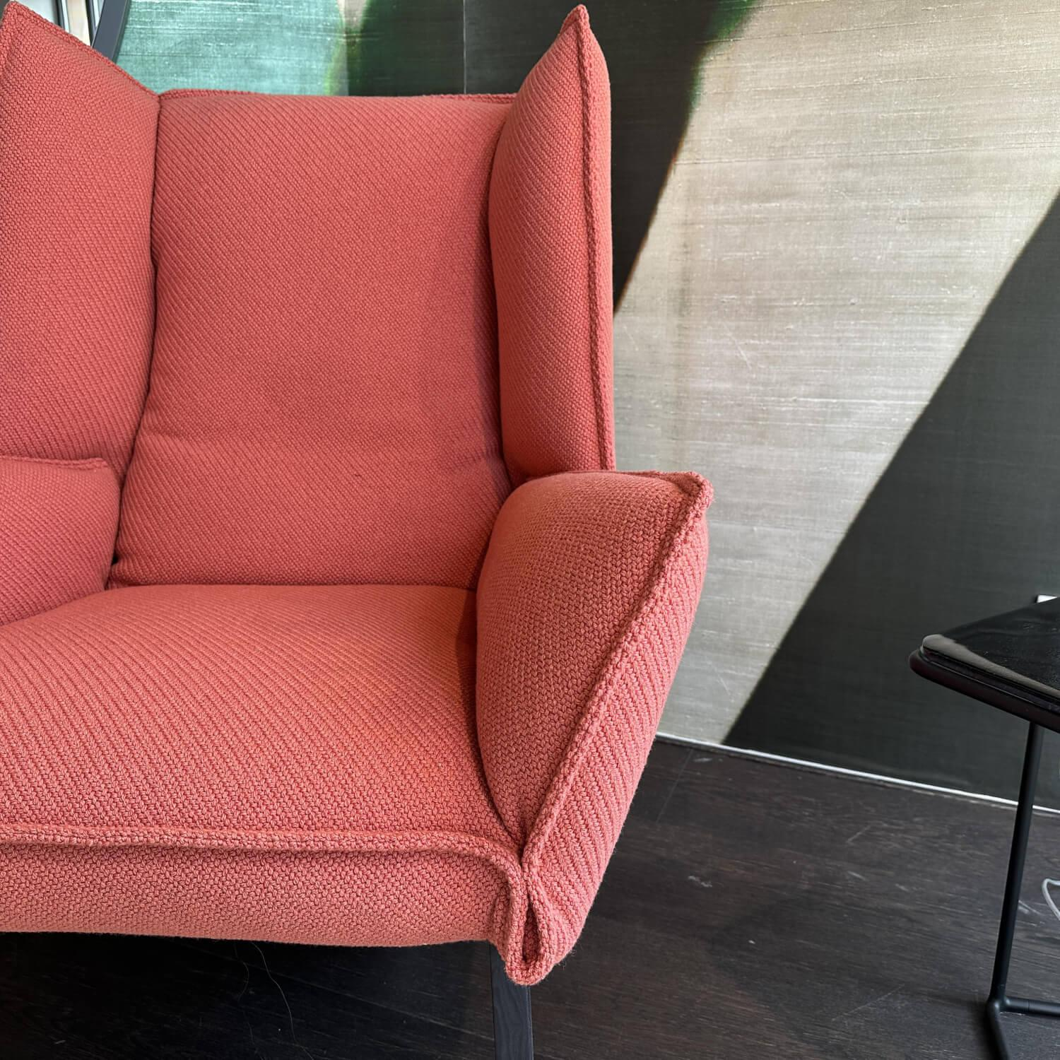 Ligne Roset - Sessel Toa Stoff Coda Saumon 632 Rosa Orange Füße Esche Schwarz Gebeizt - 5