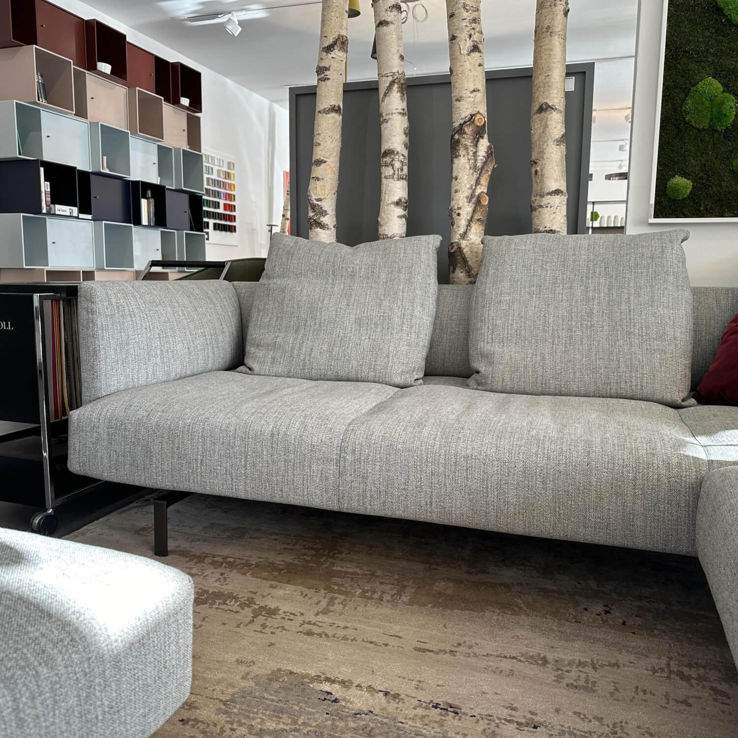 Walter Knoll - Ecksofa Muud Stoff Togba 7854 Pebble Grau Gestell Matt Pulverbeschichtet Bronze Schwarz Inklusive 3 Rückenkissen Und 2 Dekokissen - 6
