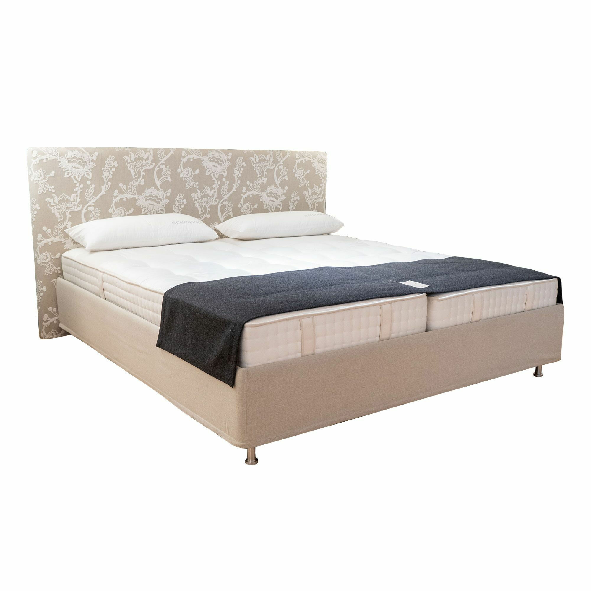 Schramm - Doppelbett Gala GA28-S-3B Stoff Max 220 Beige Uni Fuss MS 20 Alu Matt Ohne Matratze Und Untermatratze  - 1