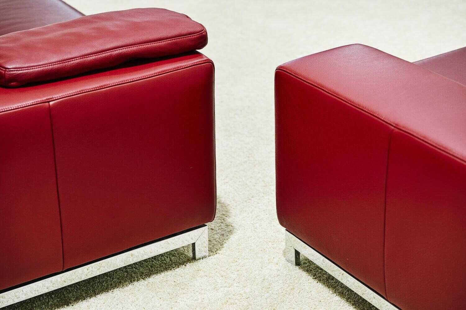 Musterring - Garnitur MR 2875 Leder Rot 2 Sofas 1 Sessel - 9