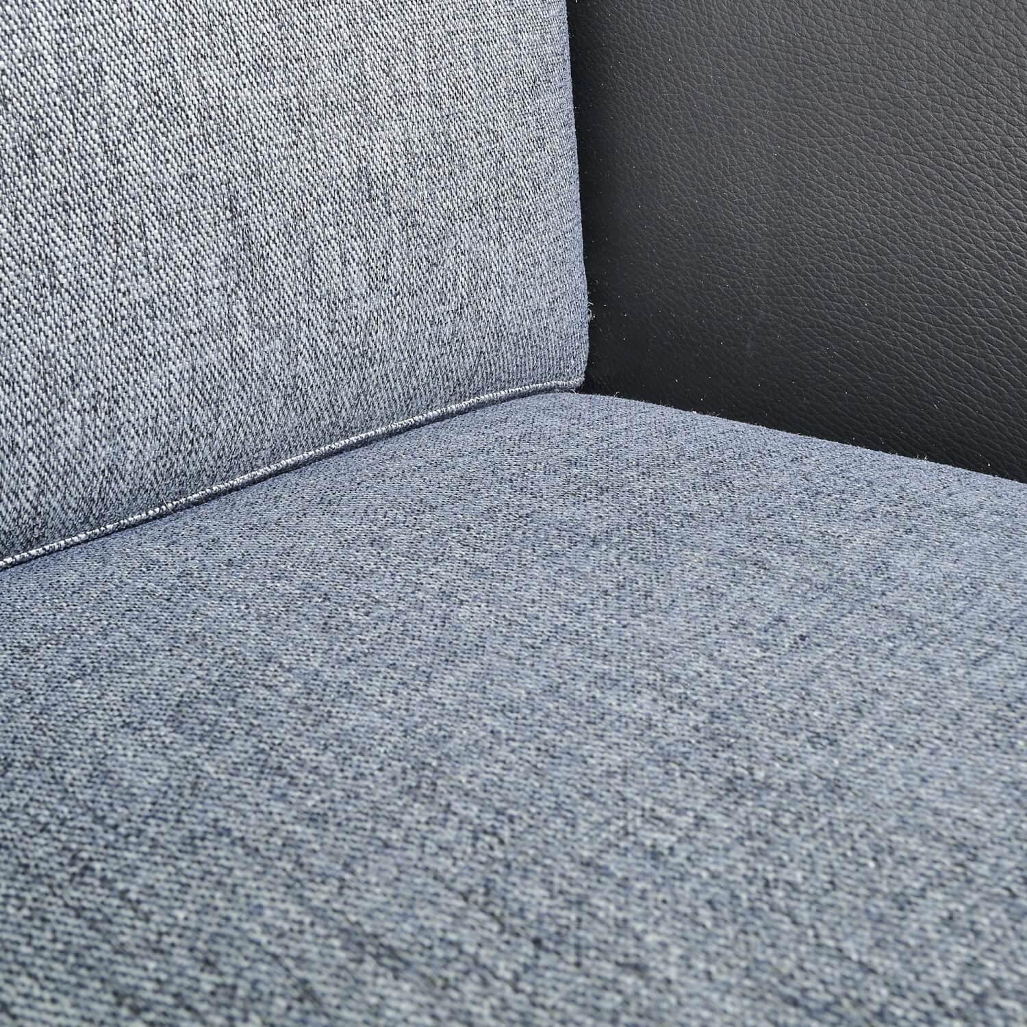 Bielefelder Werkstätten - Stuhl Polo Dining Mit Armlehne Sitz Stoff Noah Grau Rücken Leder Normandie Schwarz Füße Eiche Schwarz Gebeizt - 4