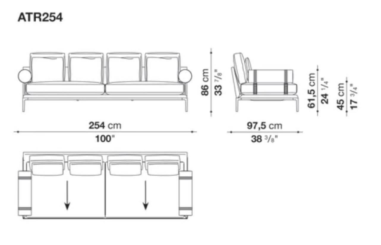 B&B Italia - Sofa Atoll Stoff 2165258 Licata Stein Grau Braun mit 4 Kissen und 2 Rollen - 4