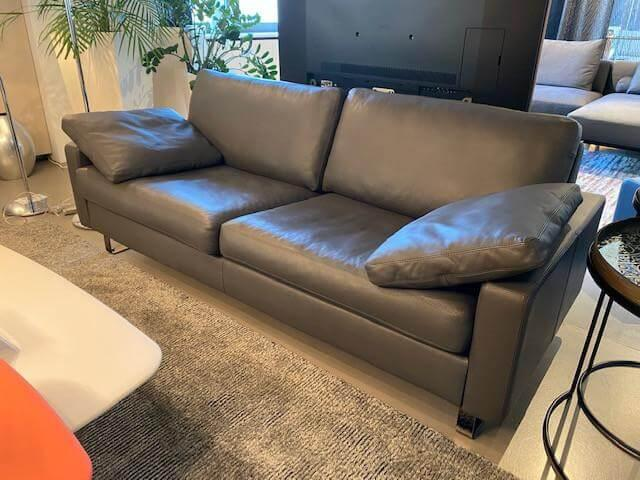 COR - Einzelsofa Conseta Leder 612 Anthrazit Metallkufen Schwarz Chrom - 5