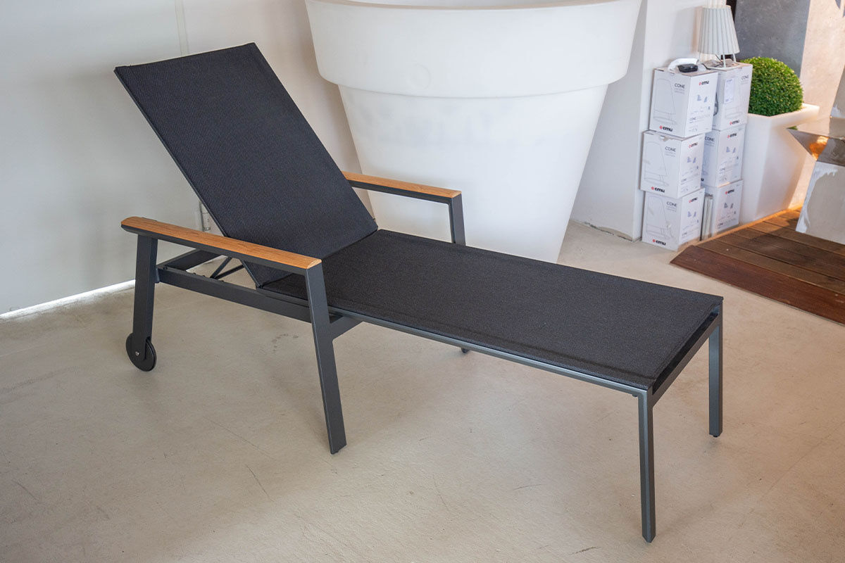 Solpuri - Outdoor-Liege Spa Bespannung Softex-Gewebe Anthrazit Gestell Aluminium Anthrazit Mit Rollen - 2