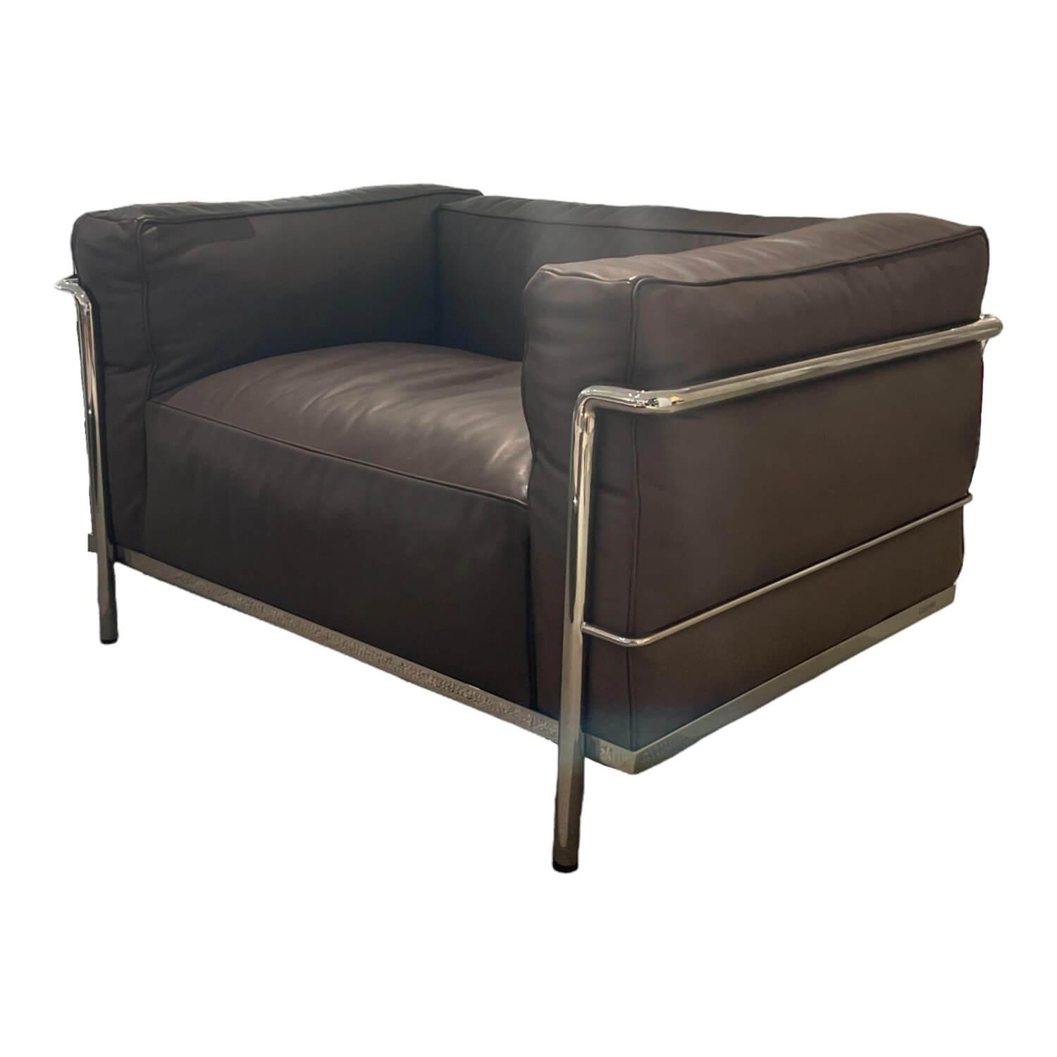 Cassina - Sessel LC3 Leder Natur Ökologische Polsterkissen Synthetik Gestell Verchromt - 1