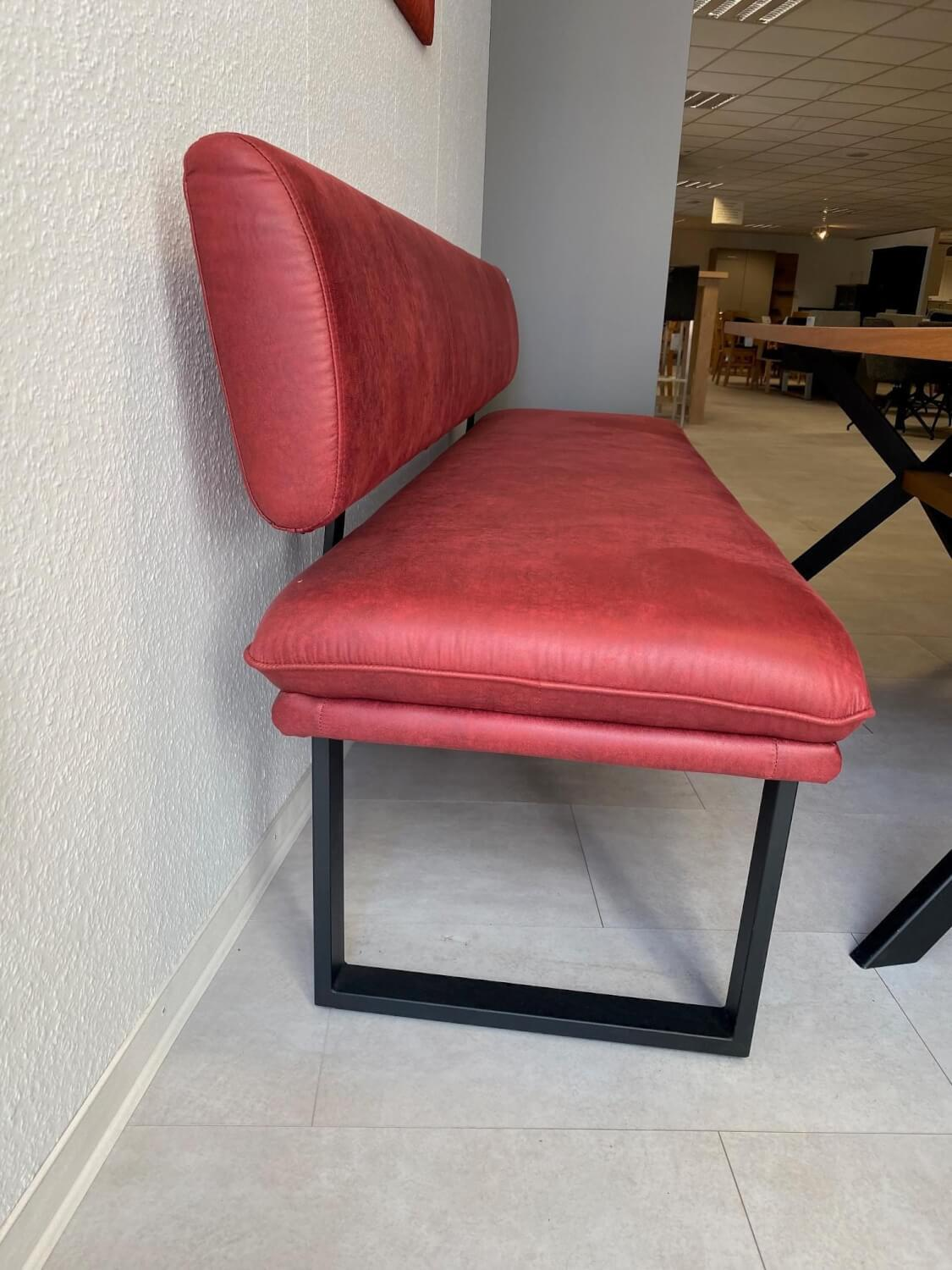 Schösswender - Essgruppe Memphis Kunstleder Season Rot Gestell Metall Schwarz Platte Wildeiche Furniert - 4