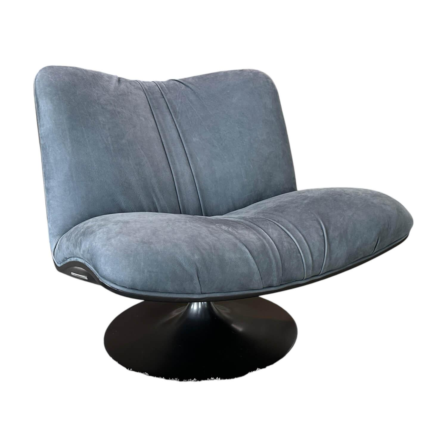 Sessel Marilyn Leder A Nabuck Night Blau Schwarz Gestell Metall Schwarz Baxter - Sessel Marilyn Leder A Nabuck Night Blau Schwarz Gestell Metall Schwarz - 1