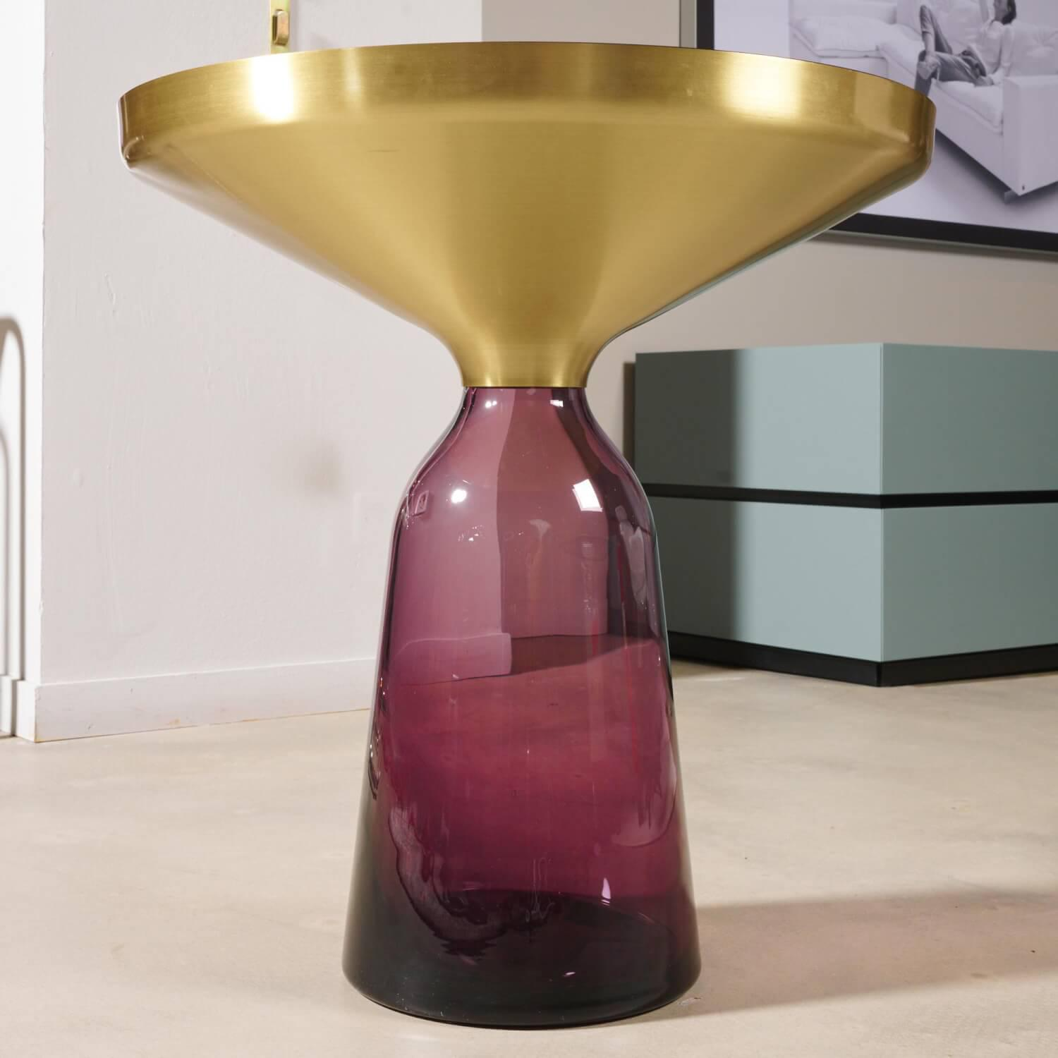 ClassiCon - Beistelltisch Bell Glasplatte Schwarz Gestell Metall Messing Glasfuß Amethystviolett Lila - 5