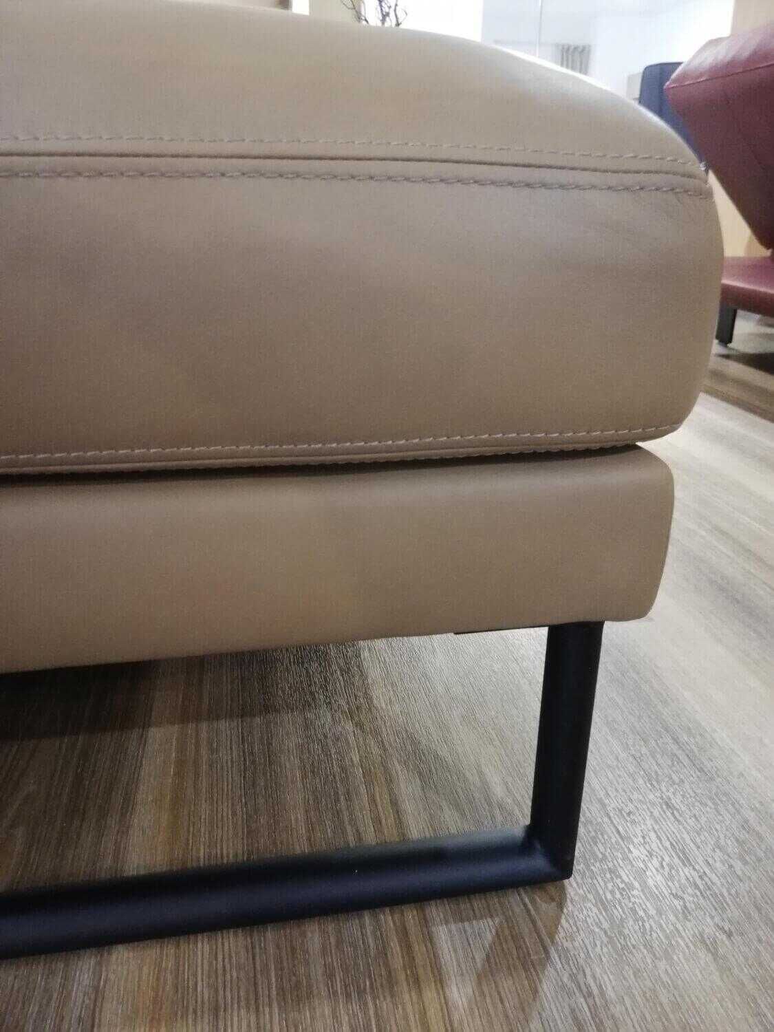 Paul Lindberg - Ecksofa Numa Leder 26 Taupe Beige Braun Kufe Schwarz - 3