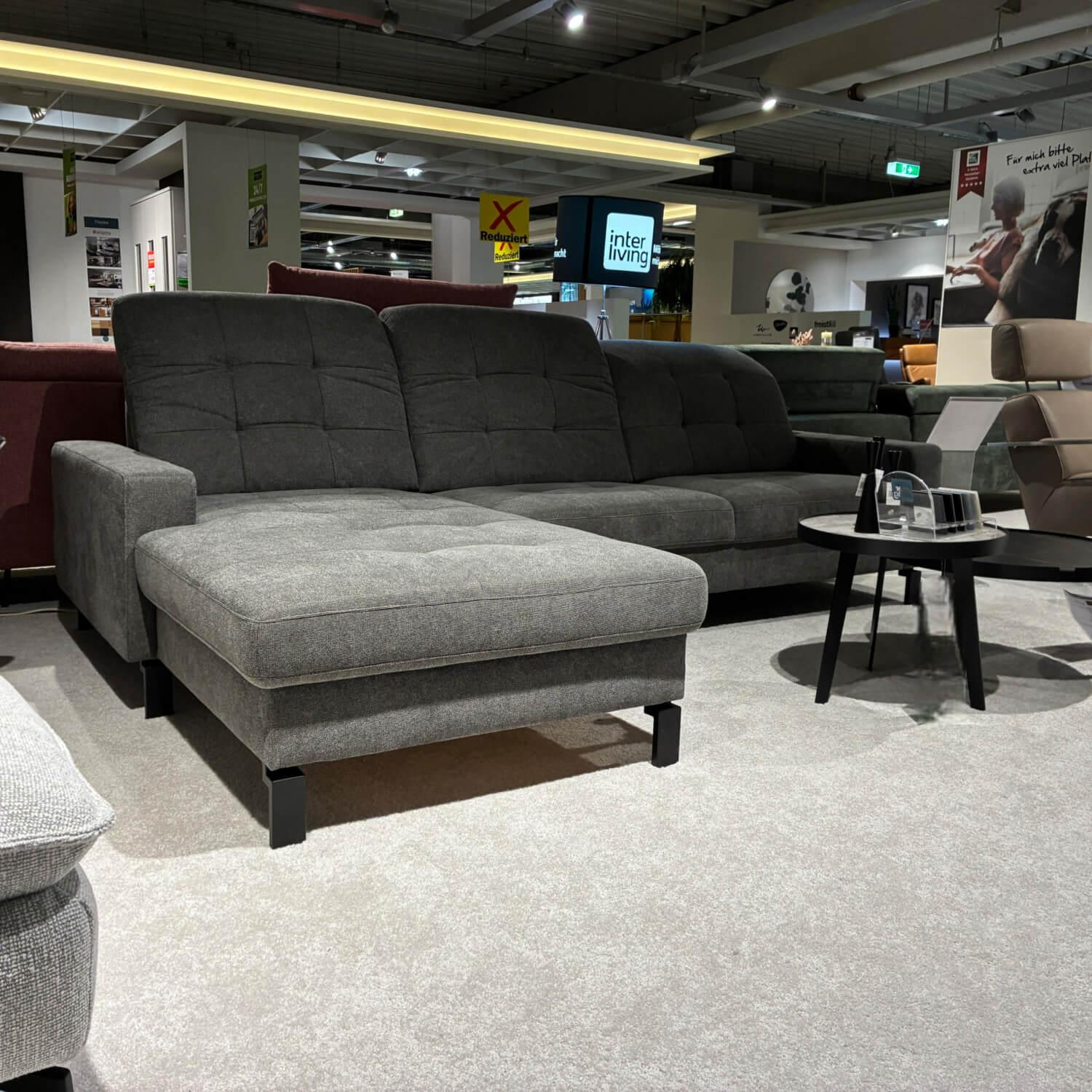 Sofa Kultur - Polstereckgarnitur 744 SK Move Stoff Free Steel Grau Metallfuß 192 Schwarz Matt Inklusive Kissen - 6