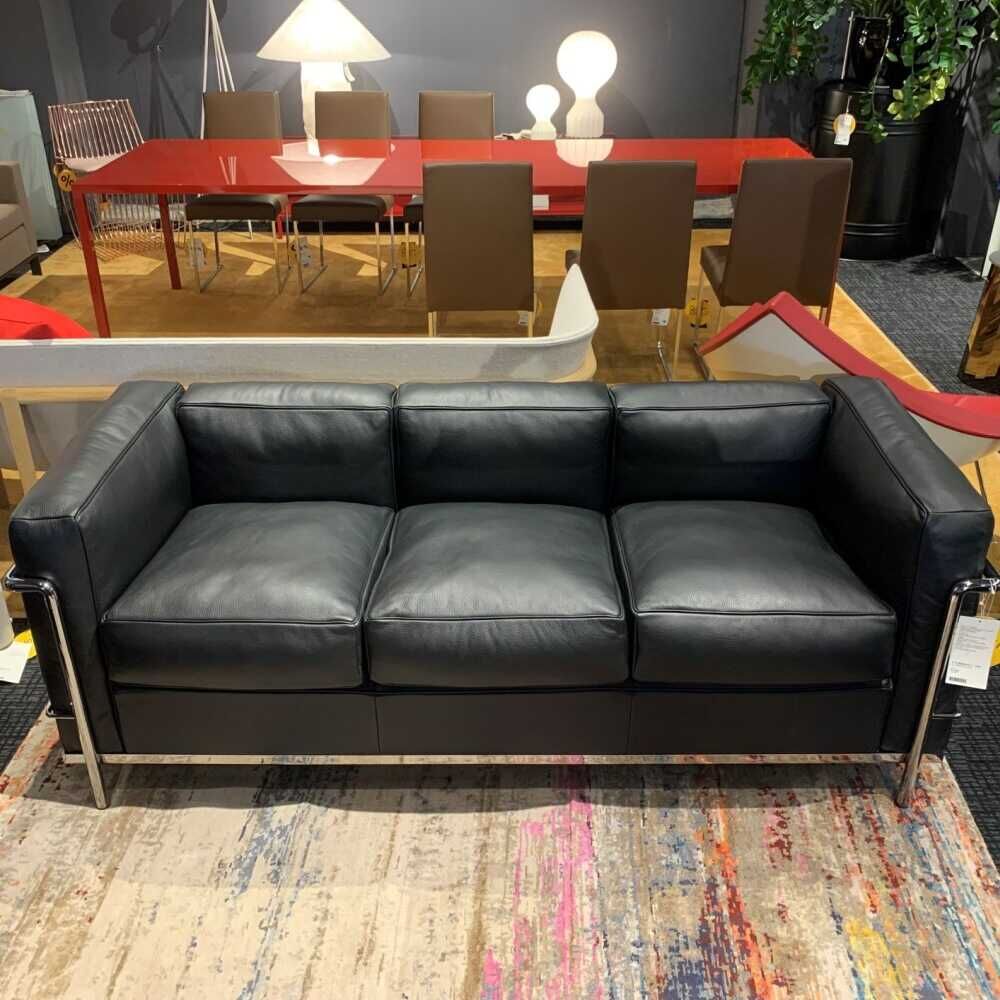 43312_1zGKgxITuybgdV Cassina - Sofa LC2 Dreisitzer Leder 13Y253 Grafite Schwarz Stahl Verchromt - 8