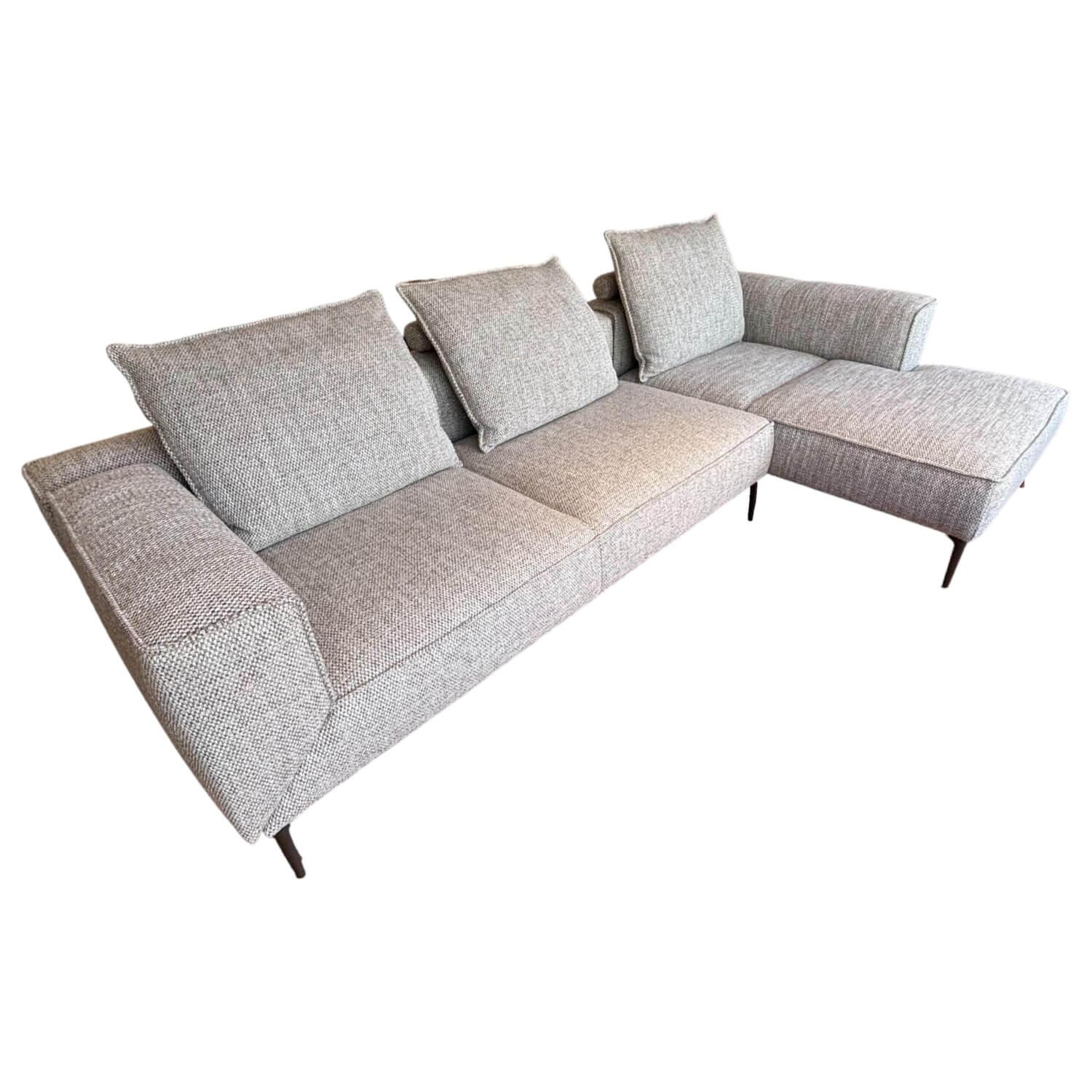 Jori - Ecksofa Longueville Landscape Stoff Mamaye C Beige Braun Gestell Bronze Matt Pulverbeschichtet - 1