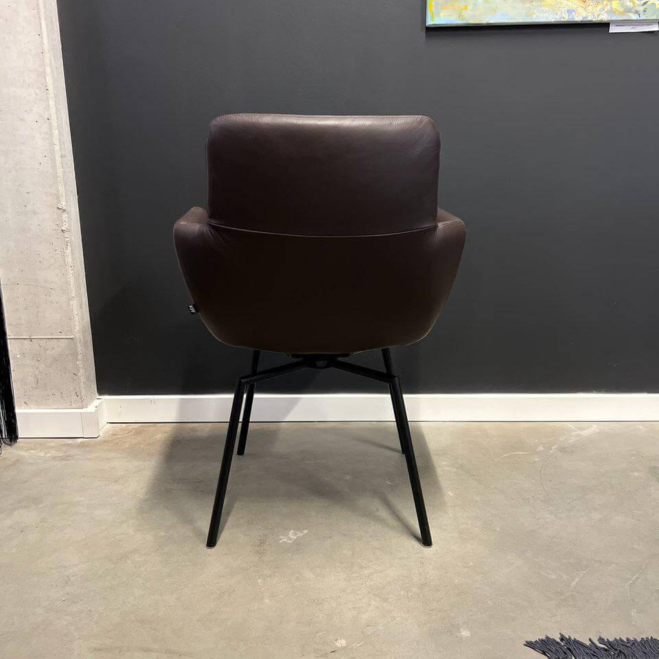 KFF - Stuhl Faye Leder Milano Dunkel Braun 4 Fuß Rundrohr Kreuzgestell Schwarz Drehbar - 2