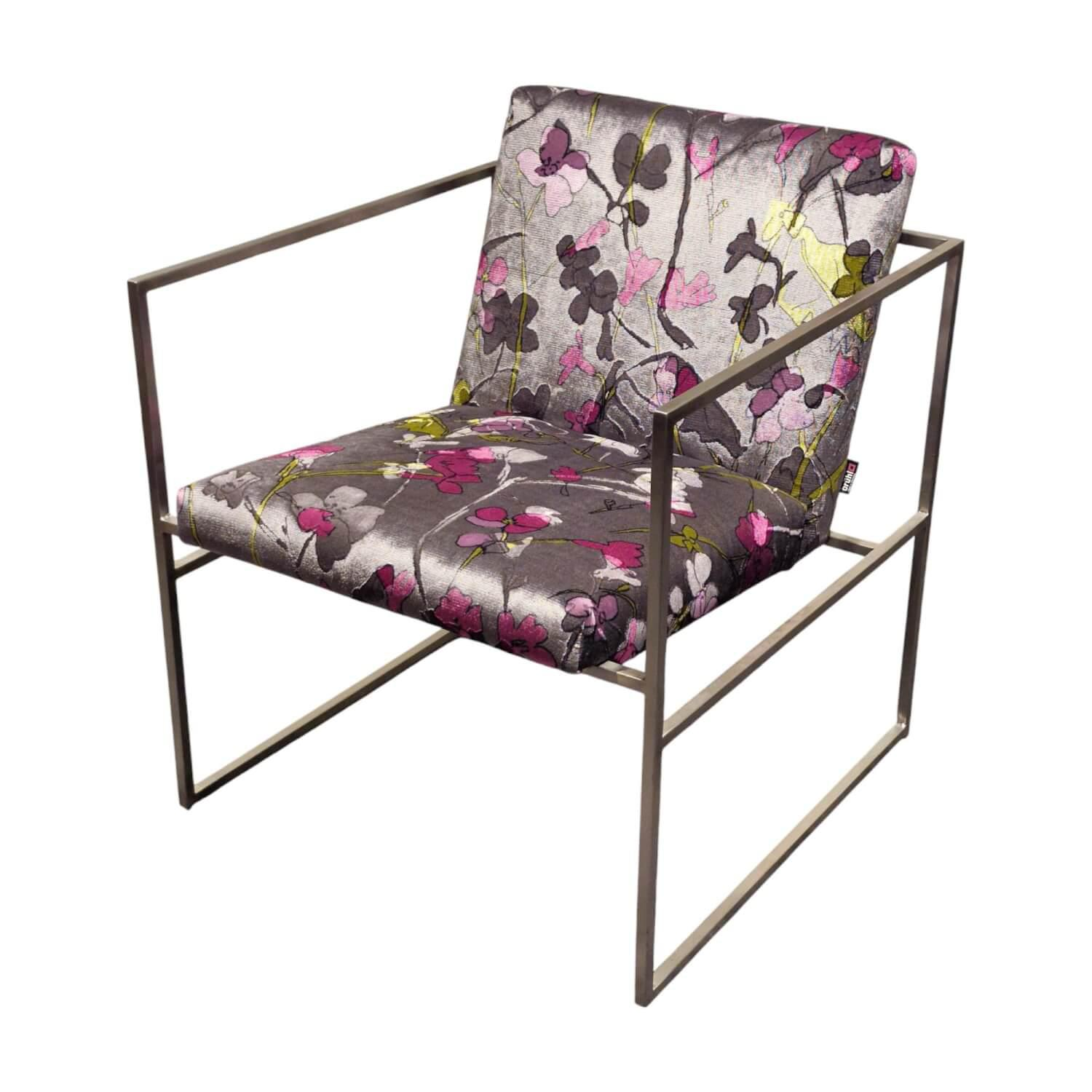 Brühl - Armchair Grace Soft fabric 8001 95 gray pink yellow frame stainless steel smooth - 1