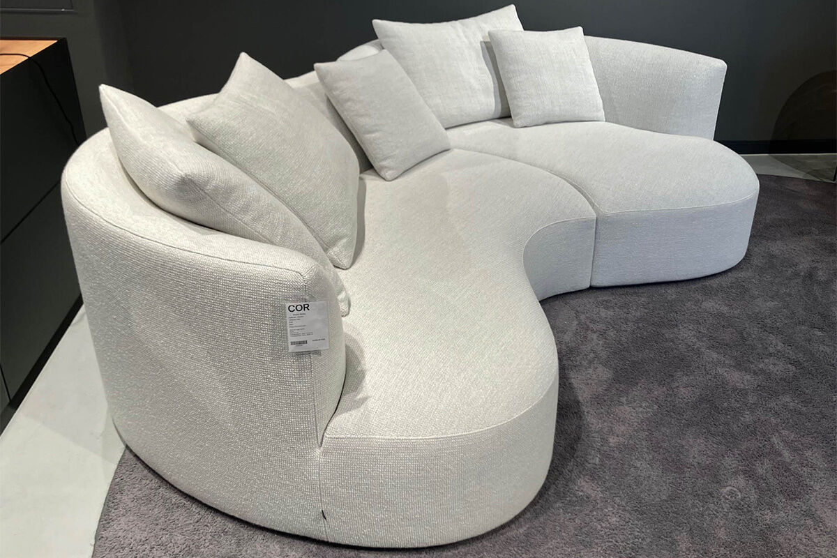 COR - Wohnlandschaft Sofa Siwa Stoff 8180 Birkenweiß mit 5 Kissen - 2